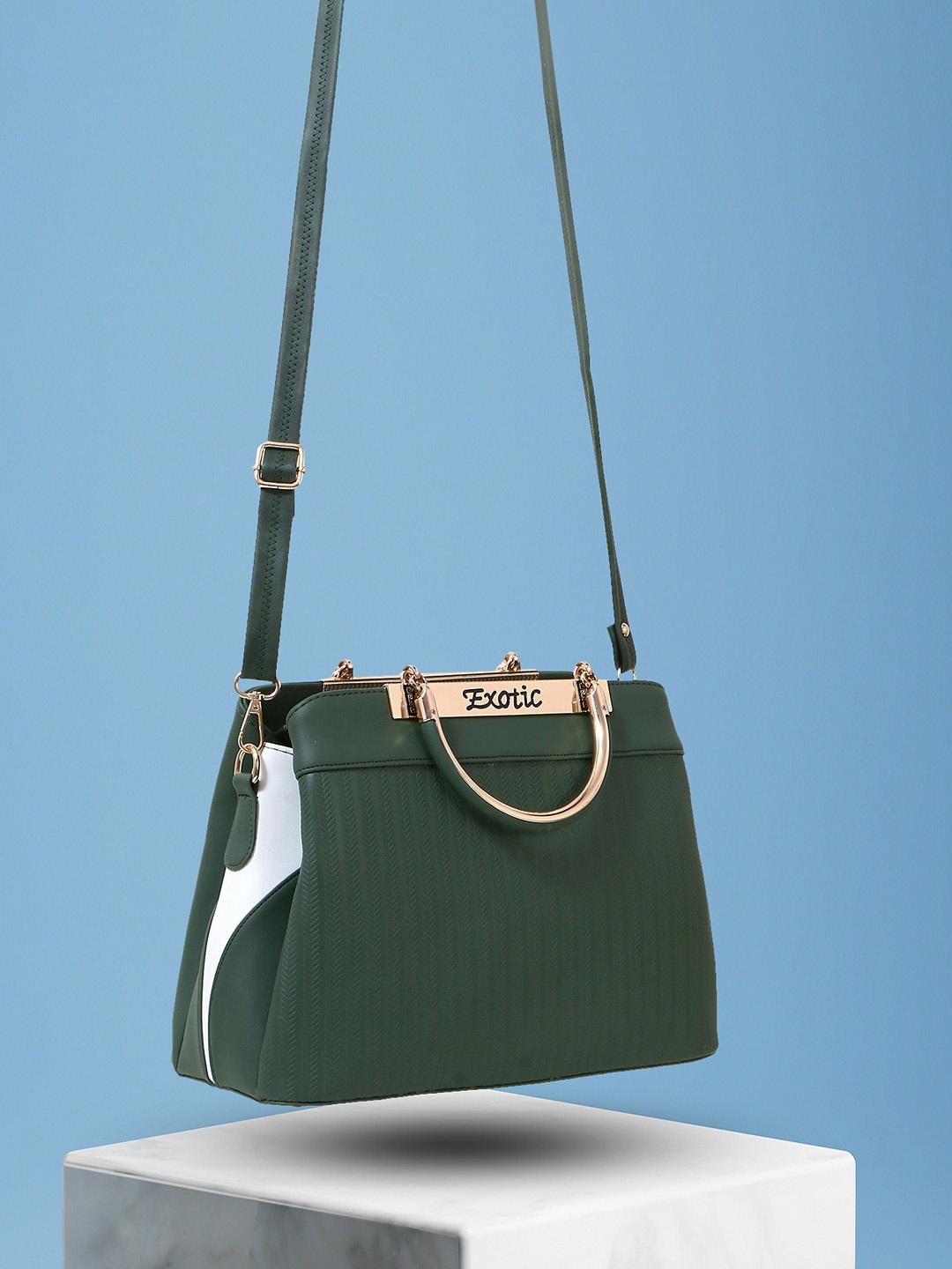 

Exotic PU Structured Handheld Bag, Green