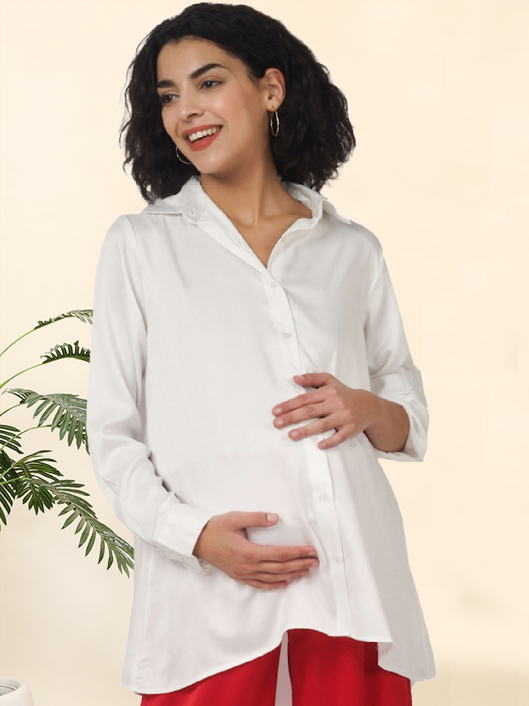 

angloindu Women Maternity Shirt, White