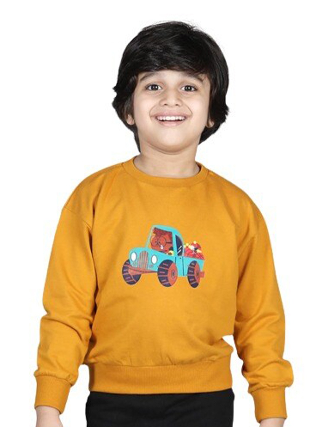 

AWW HUNNIE Boys Printed Sweatshirt, Mustard