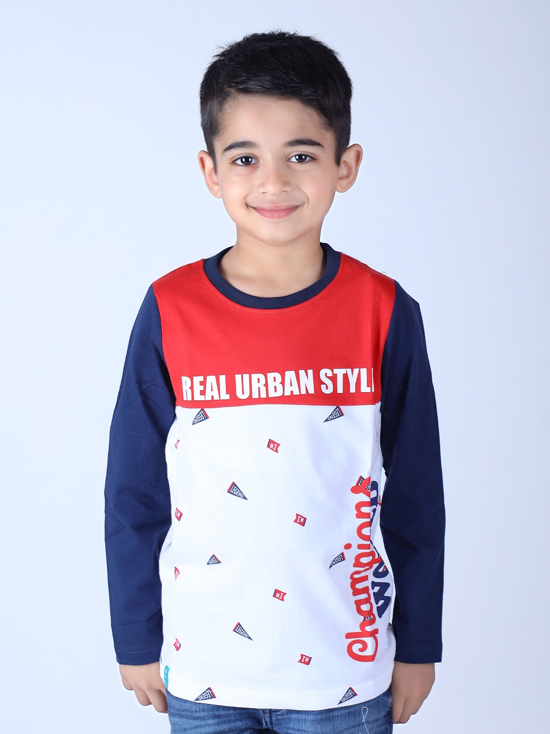 3PIN Boys Typography Printed T-shirt, White