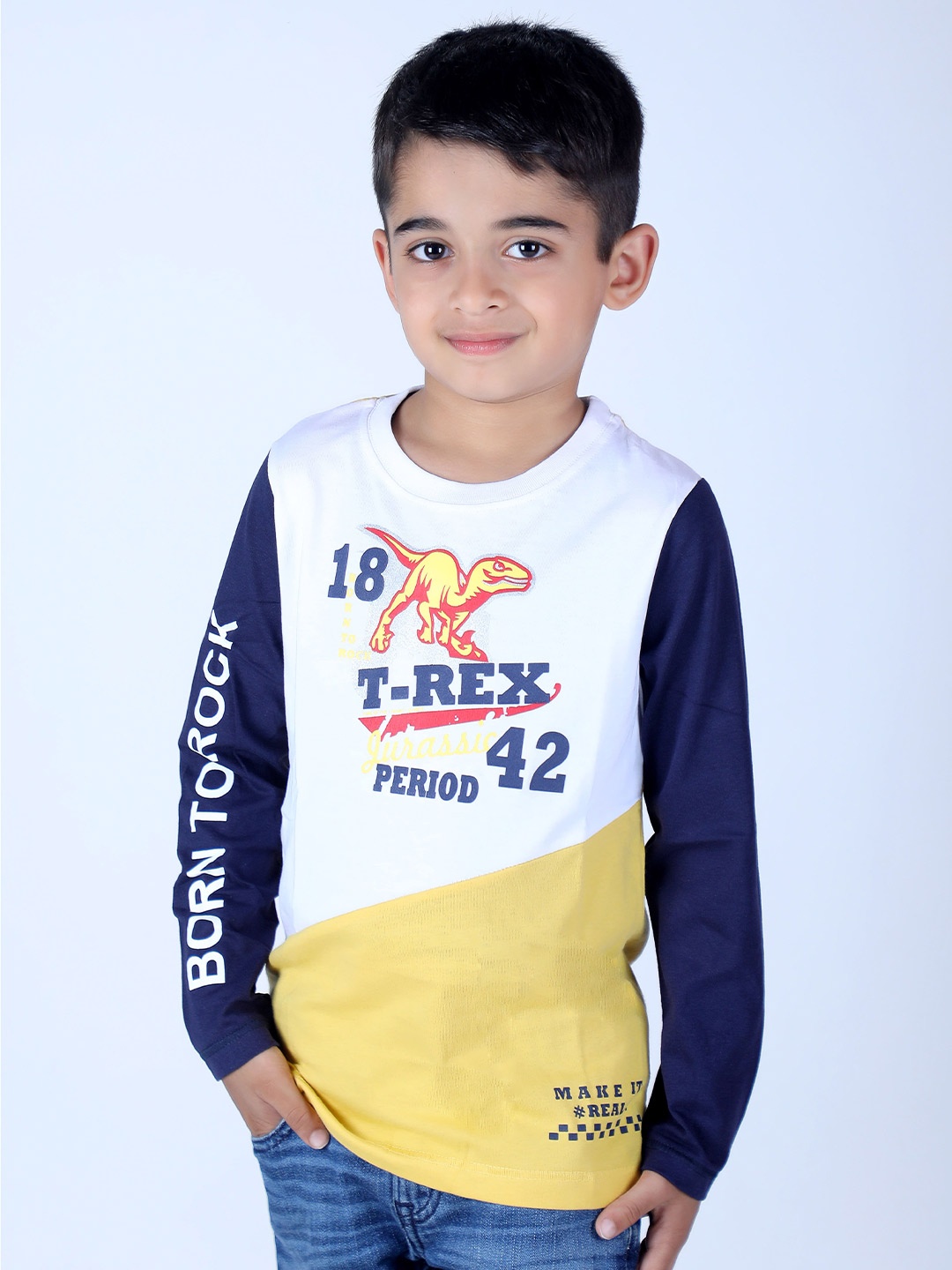 

3PIN Boys Typography Printed Long Sleeves Cotton T-shirt, White