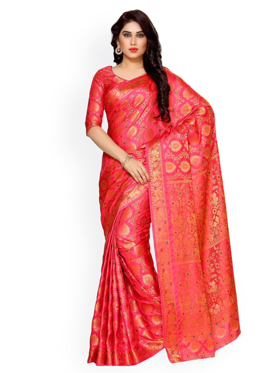 

MIMOSA Coral Art Silk Embellished Kanjeevaram Saree
