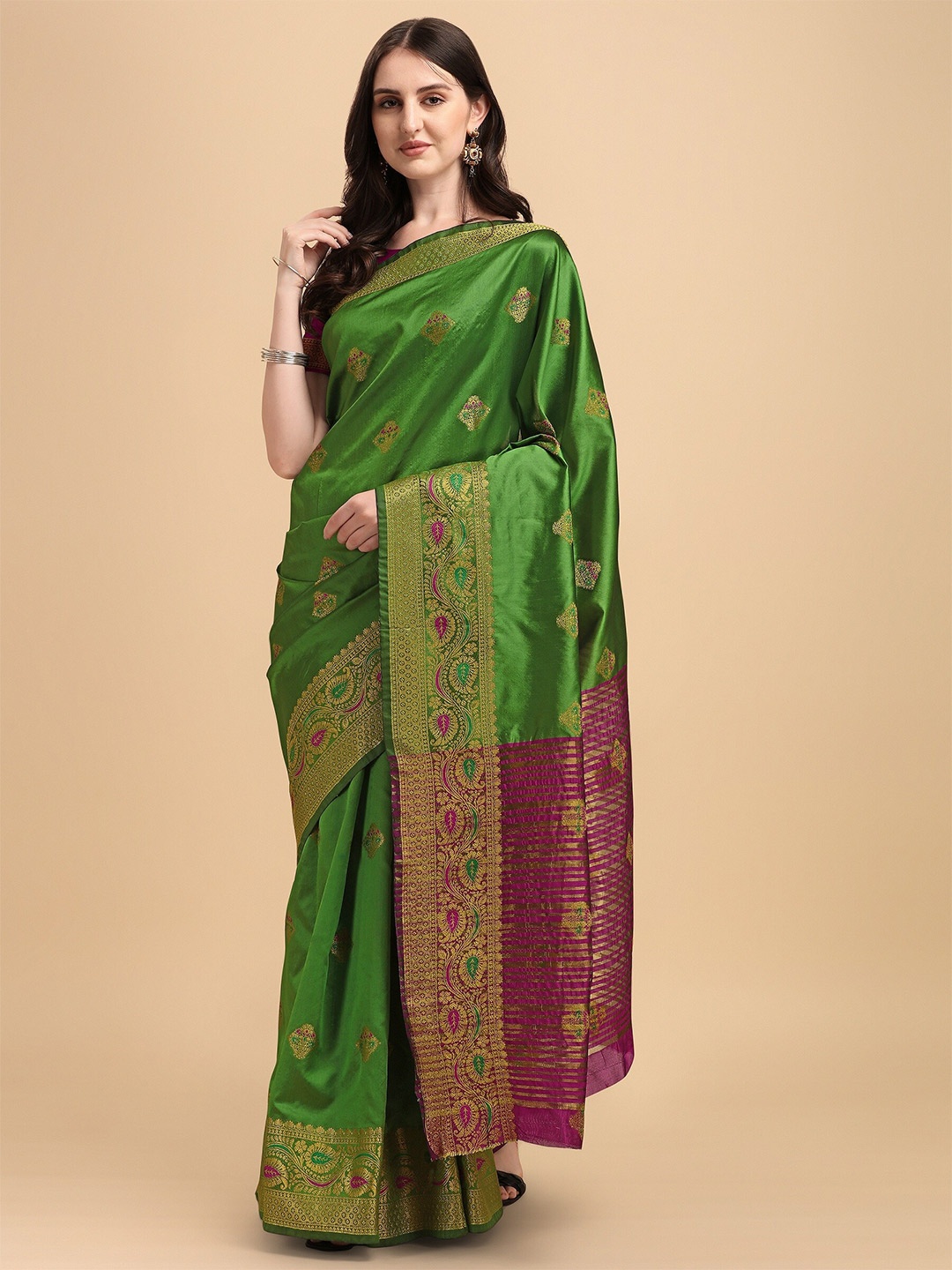 

Fashion Booms Ethnic Motifs Zari Banarasi Saree, Green