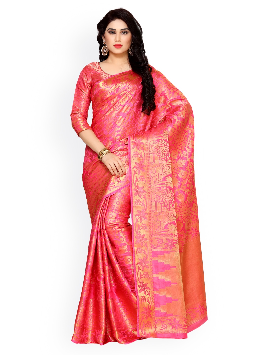 

MIMOSA Coral Art Silk Embellished Kanjeevaram Saree