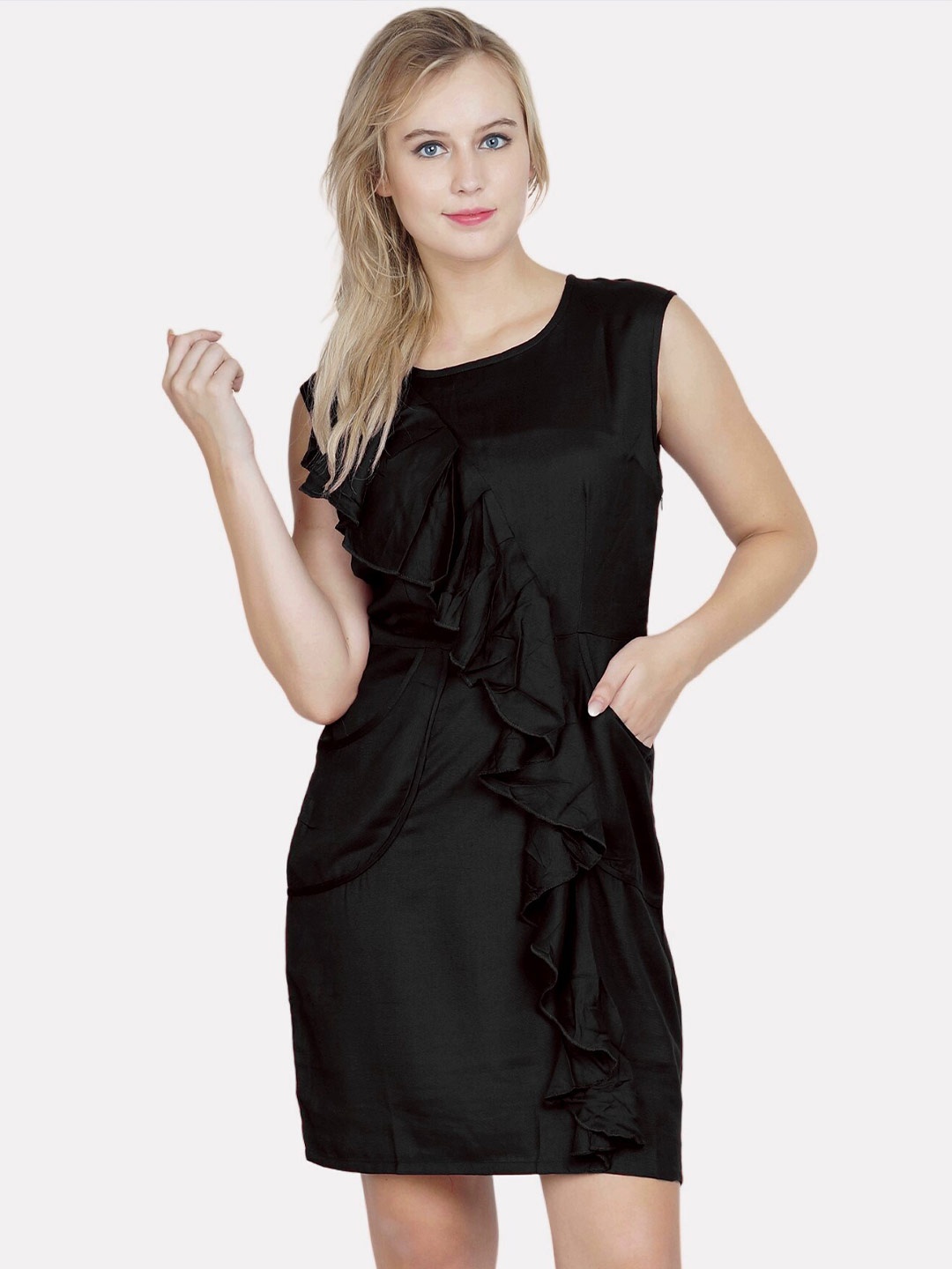 

PATRORNA Sleeveless Cotton Sheath Dress, Black