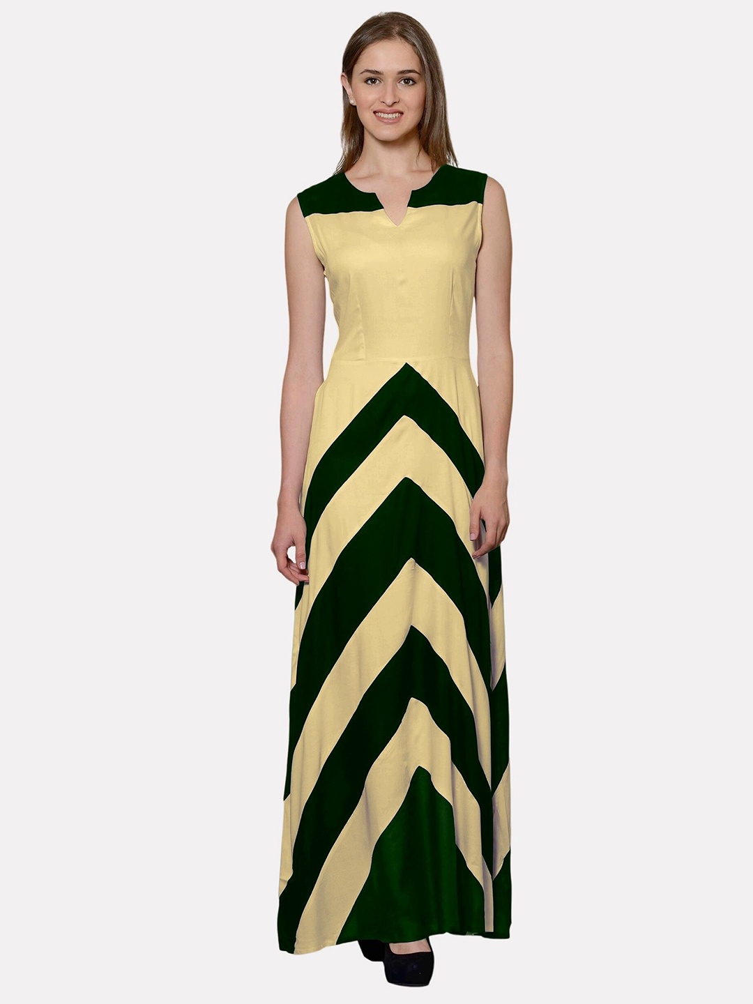 

PATRORNA Colourblocked Sleeveless Maxi Dress, Green