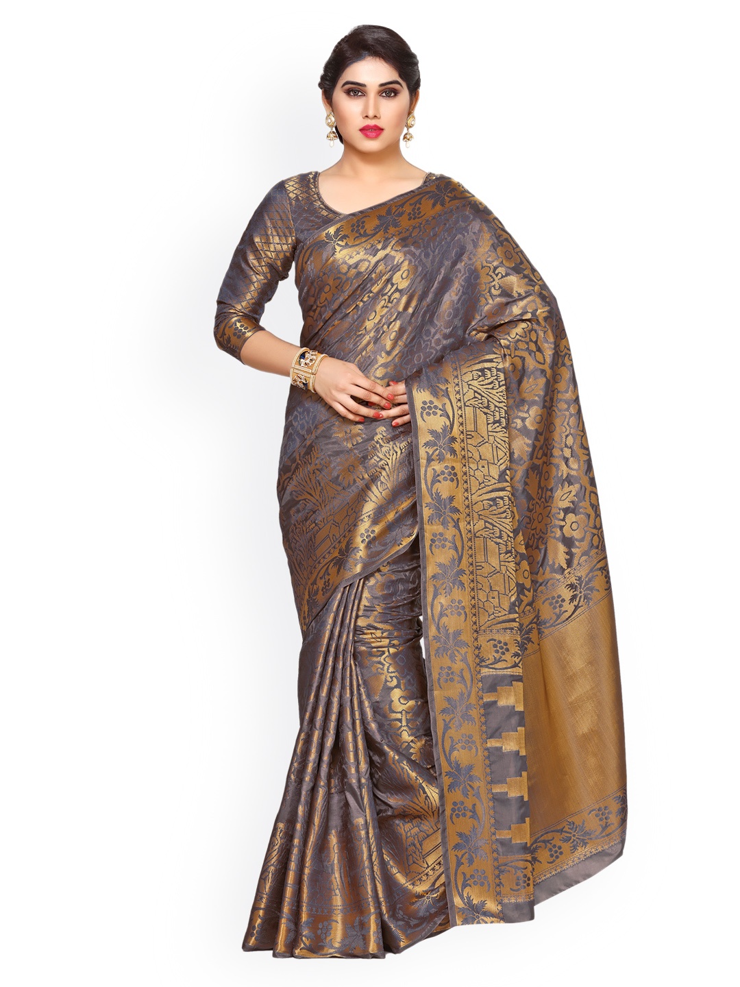 

MIMOSA by Kupinda Mauve Art Silk Woven Design Kanjeevaram Saree
