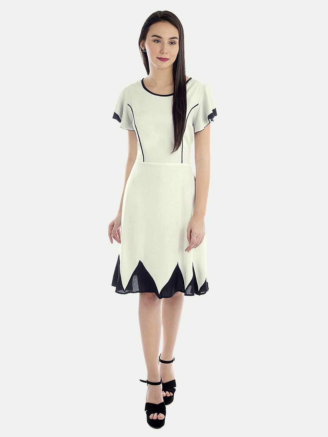 

PATRORNA Colourblocked Cotton Dress, Off white