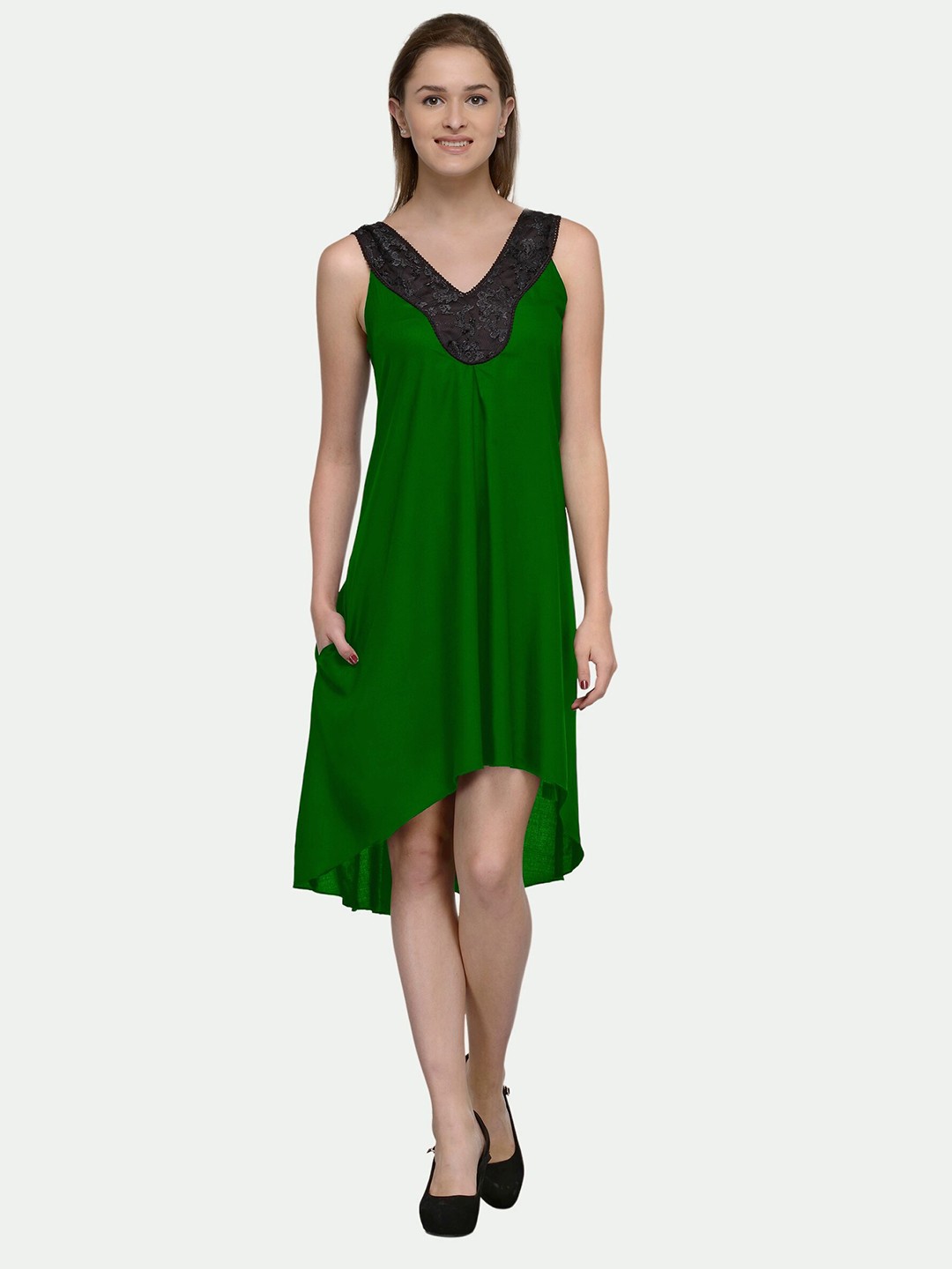 

PATRORNA A-Line Cotton Dress, Green