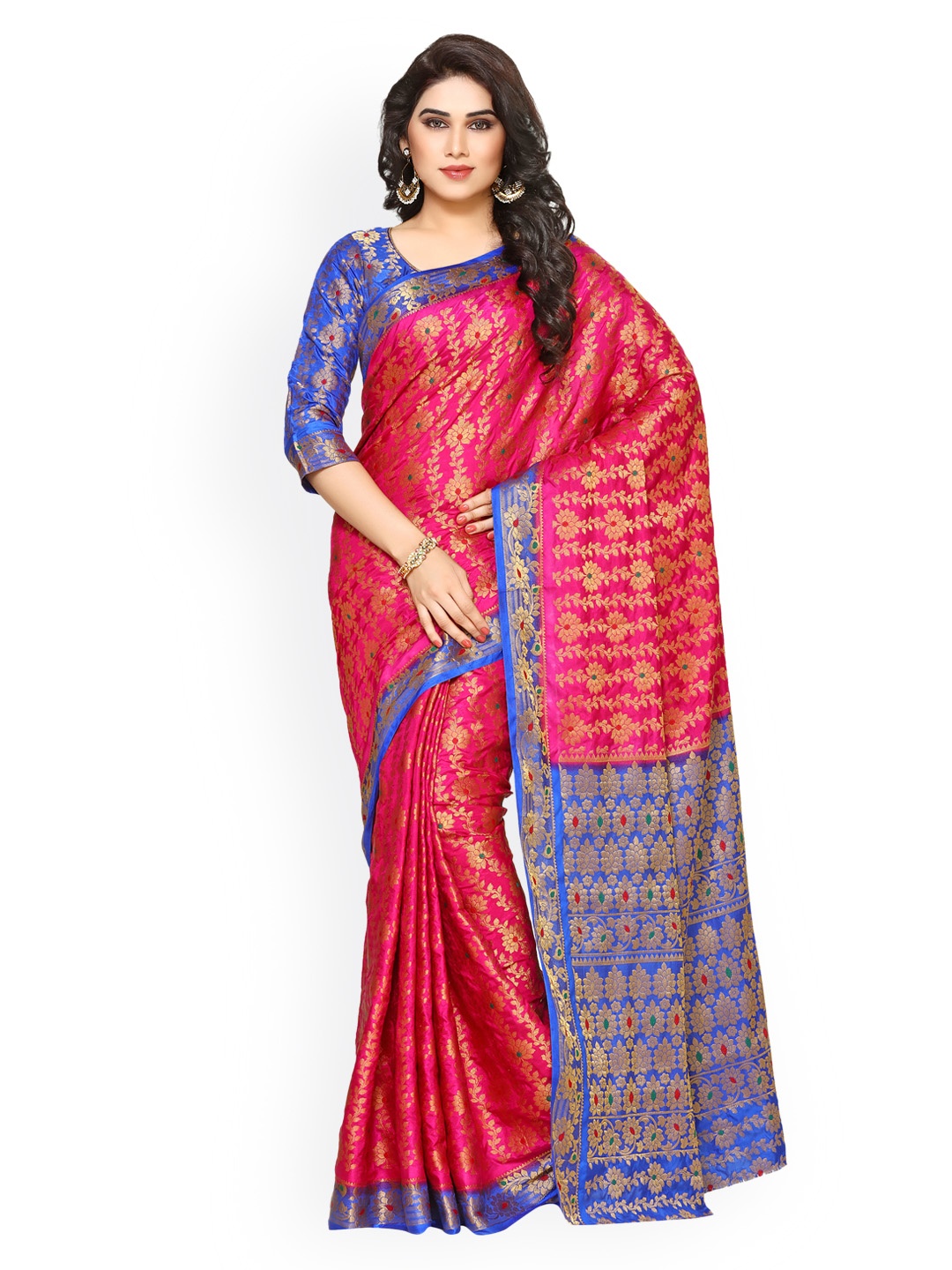 

MIMOSA Pink Art Silk Woven Design Kanjeevaram Saree