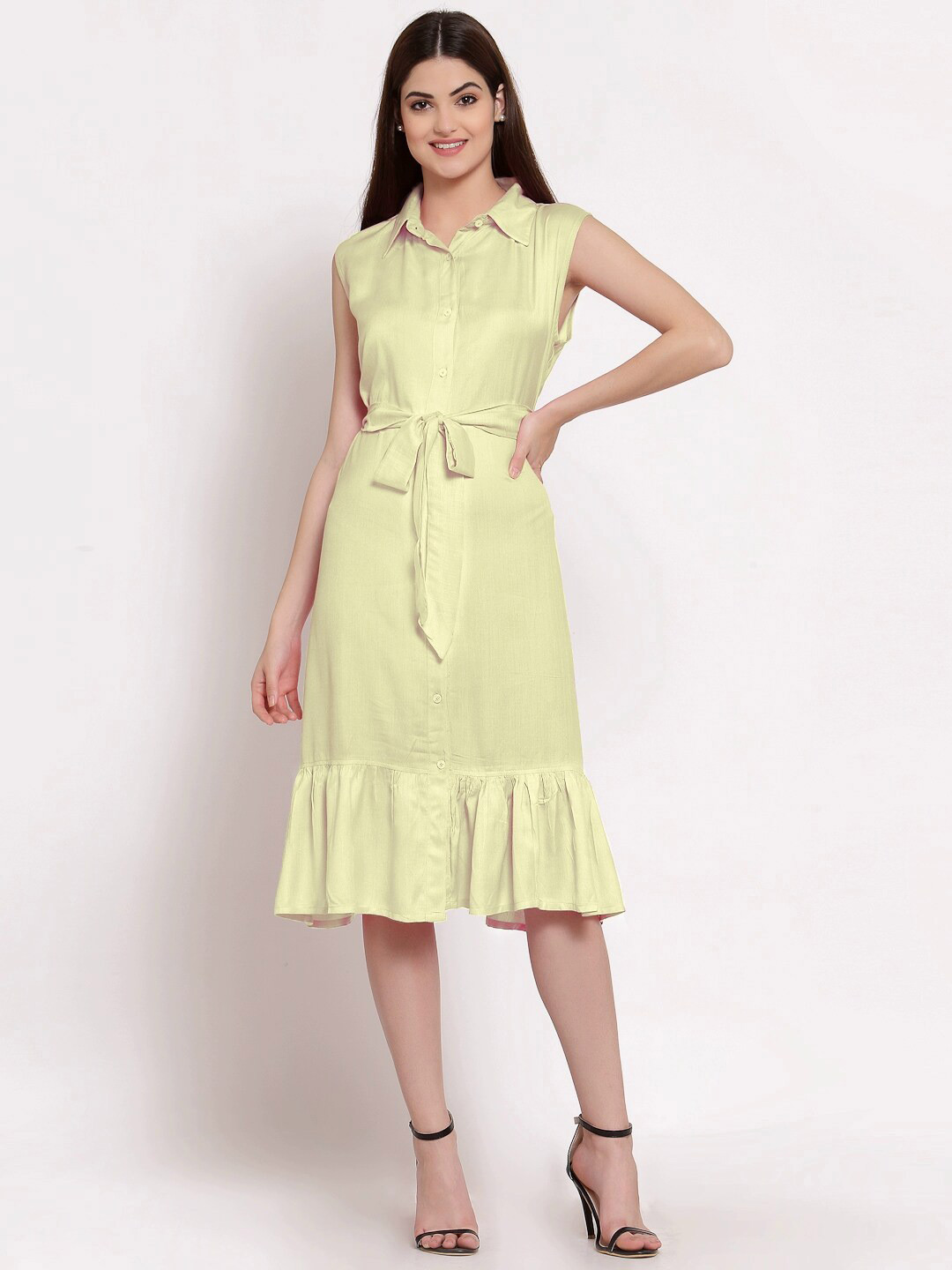 

PATRORNA Shirt Midi Cotton Dress, Cream