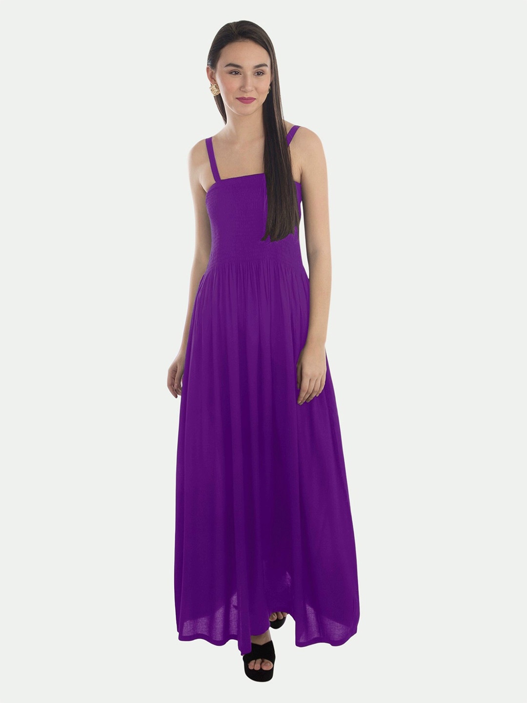 

PATRORNA Shoulder Straped Cotton Maxi Dress, Purple
