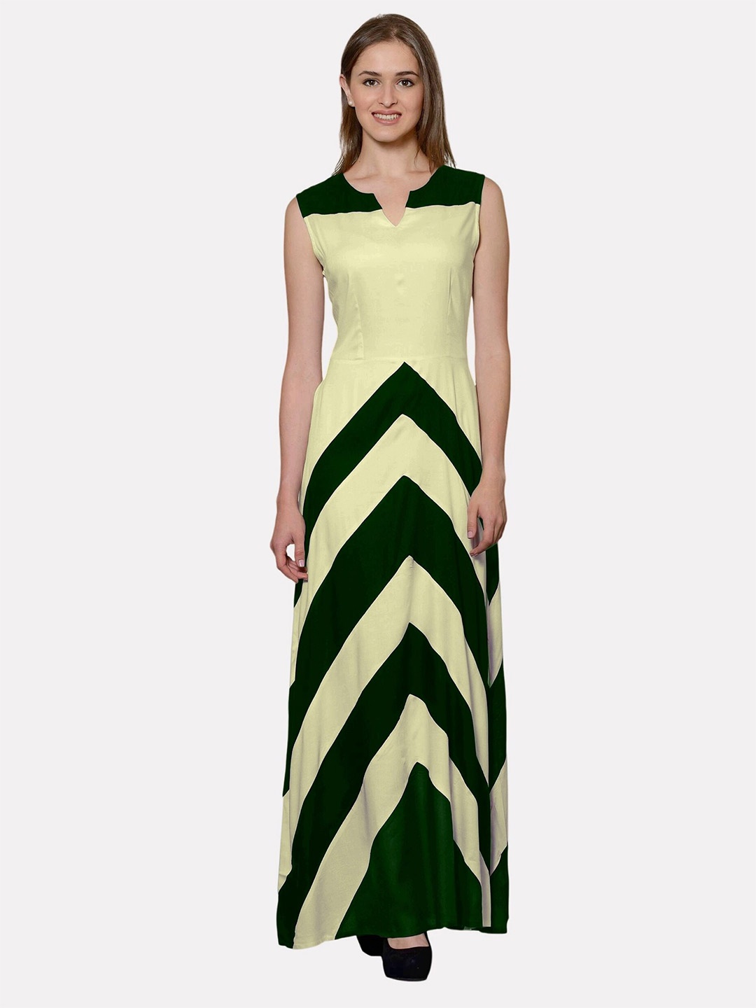 

PATRORNA Colourblocked Sleeveless Cotton Maxi Dress, Cream