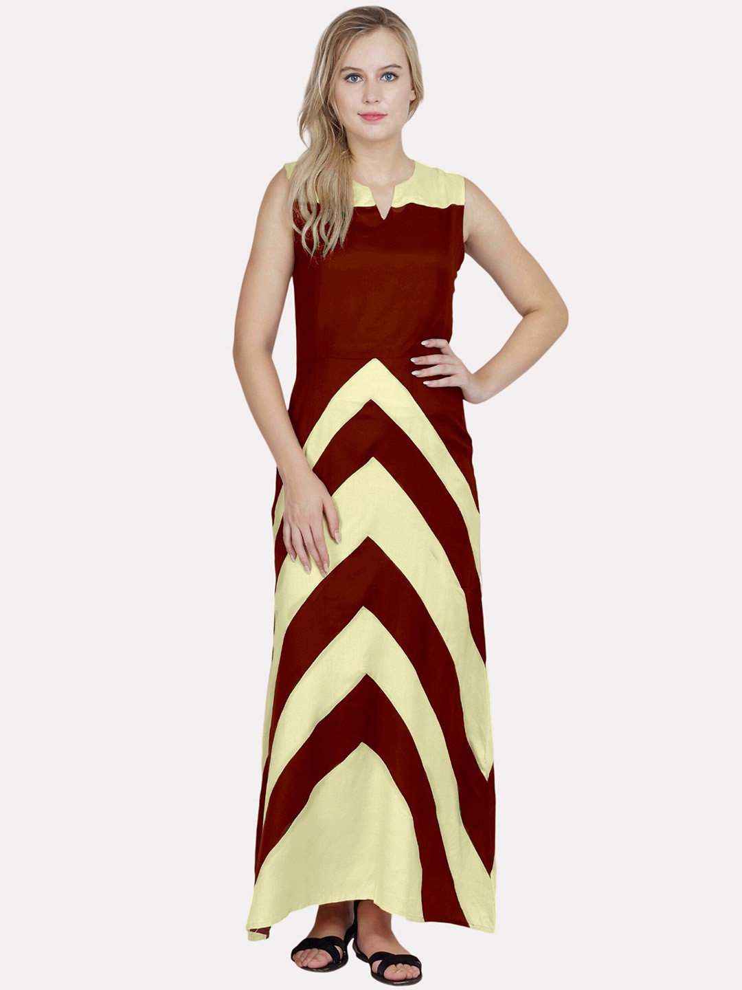 

PATRORNA Colourblocked Cotton Maxi Dress, Cream