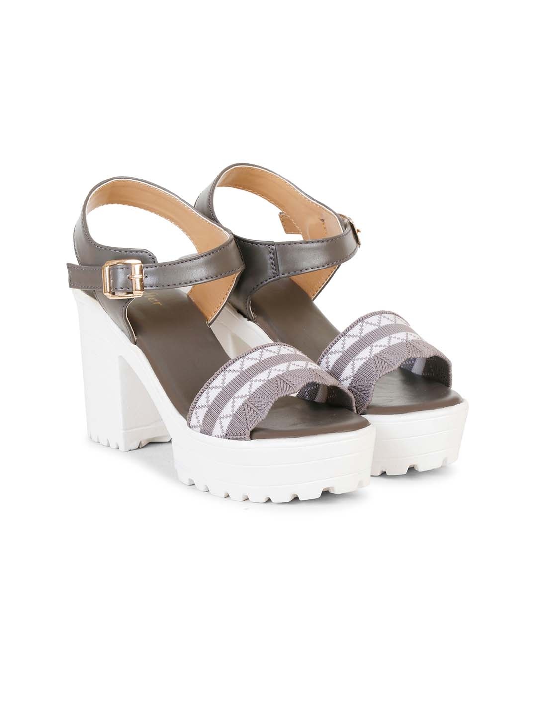 

Krafter Women Printed Platform Heels, Grey