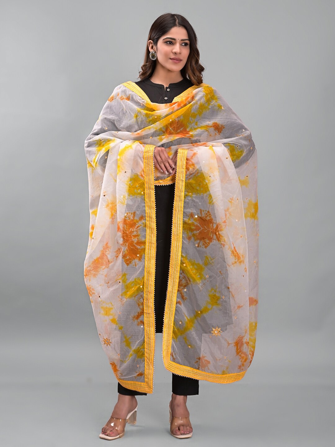 

Apratim Dyed Organza Shibori Dupatta, White
