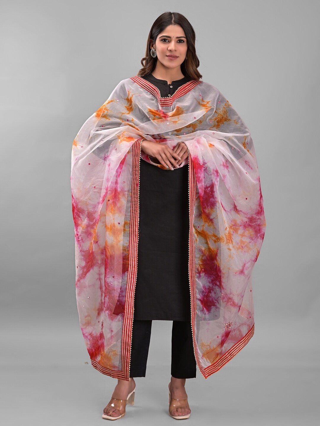 

Apratim Dyed Organza Shibori Dupatta, White