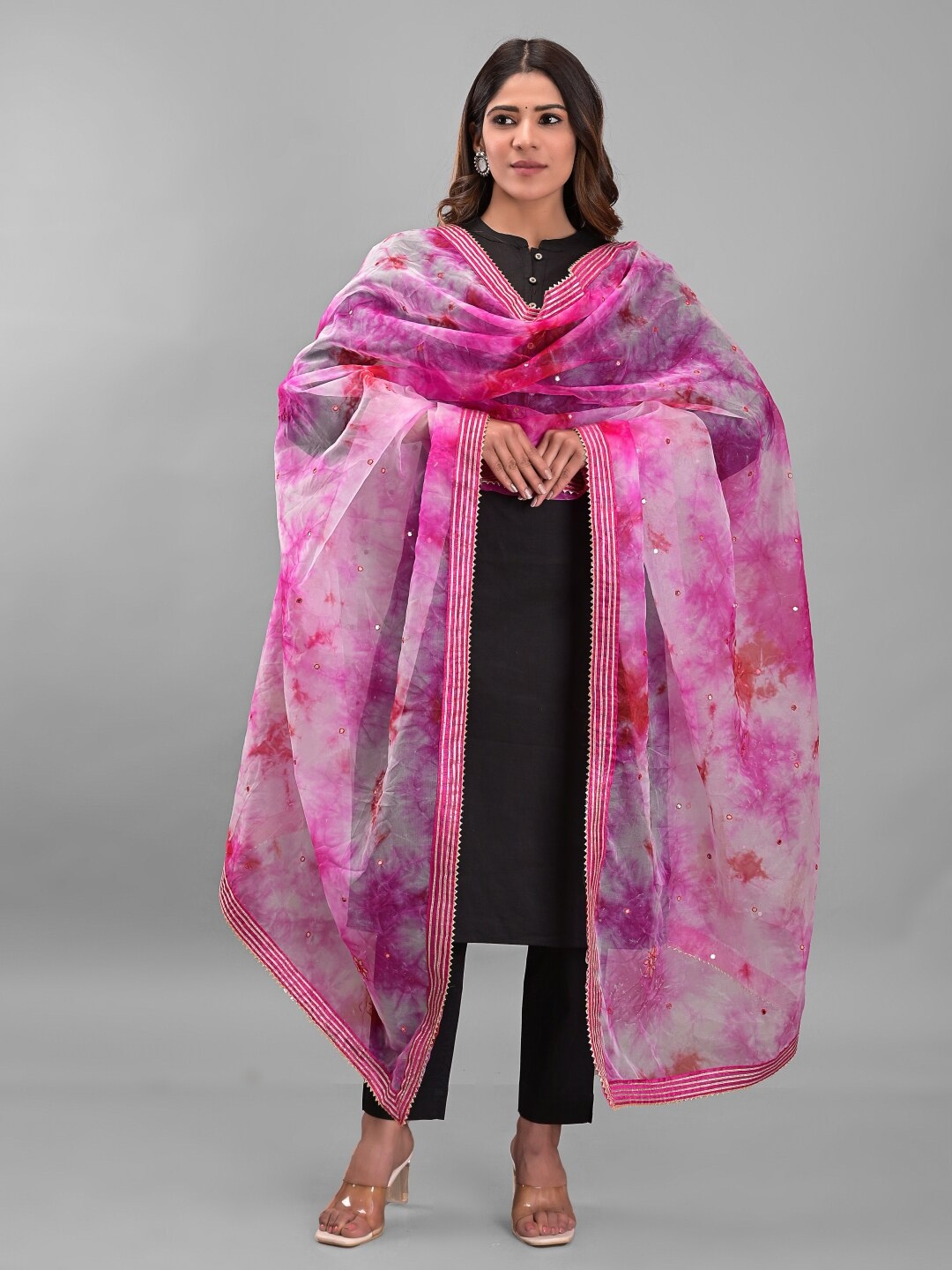 

Apratim Dyed Organza Shibori Dupatta, White