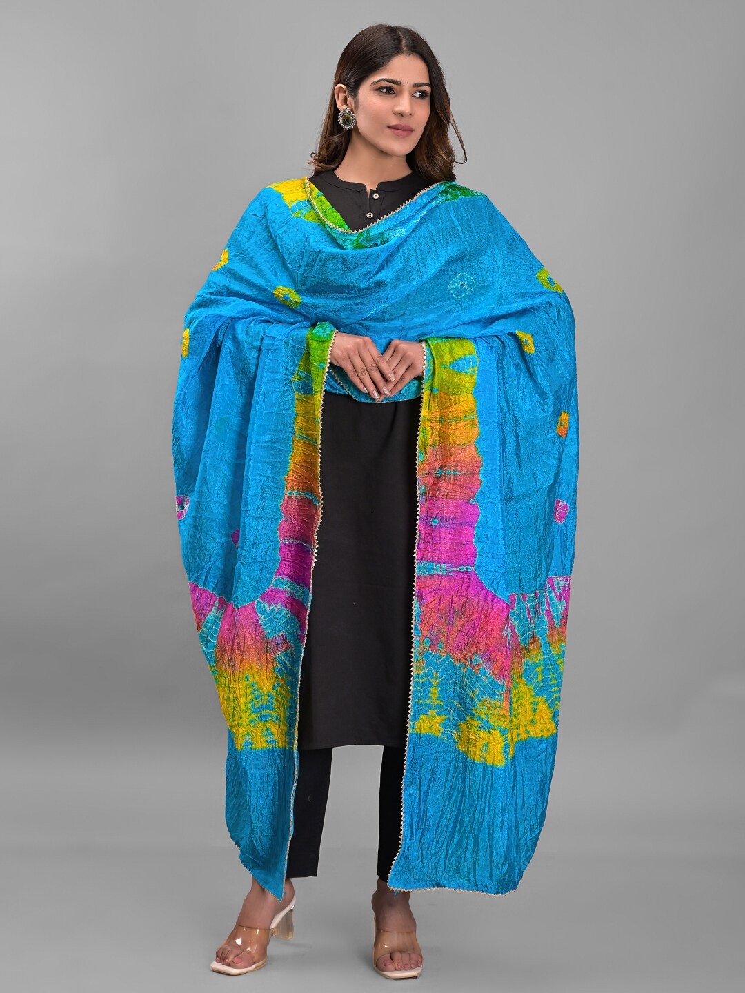 

Apratim Printed Art Silk Shibori Dupatta, Blue