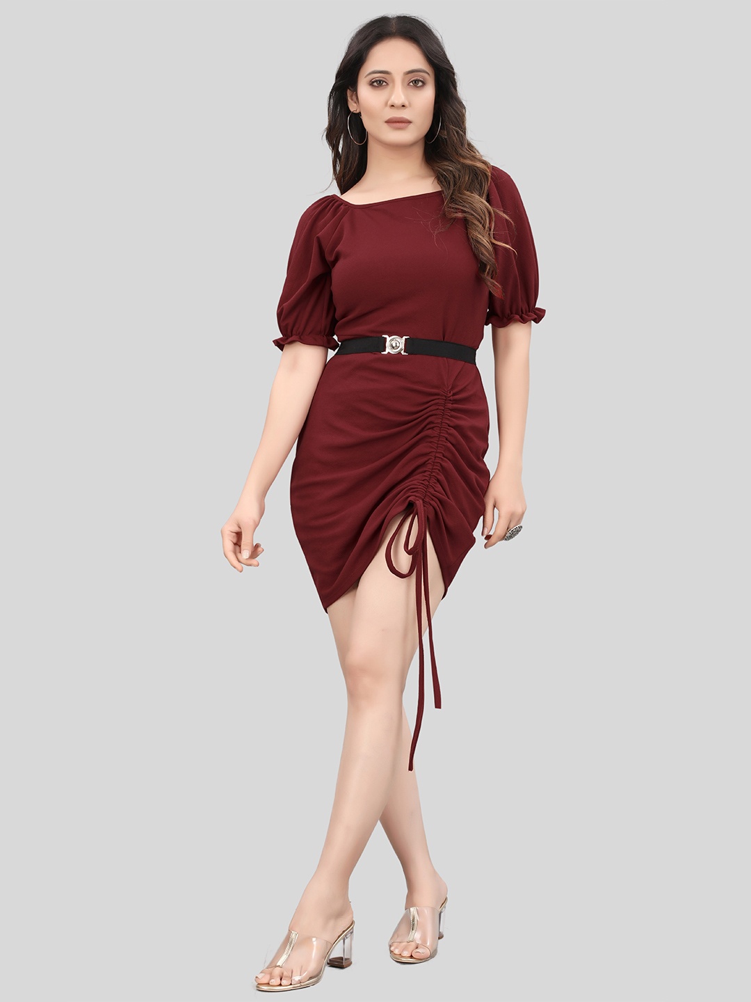 

PRASTHAN Round Neck Sheath Dress, Maroon