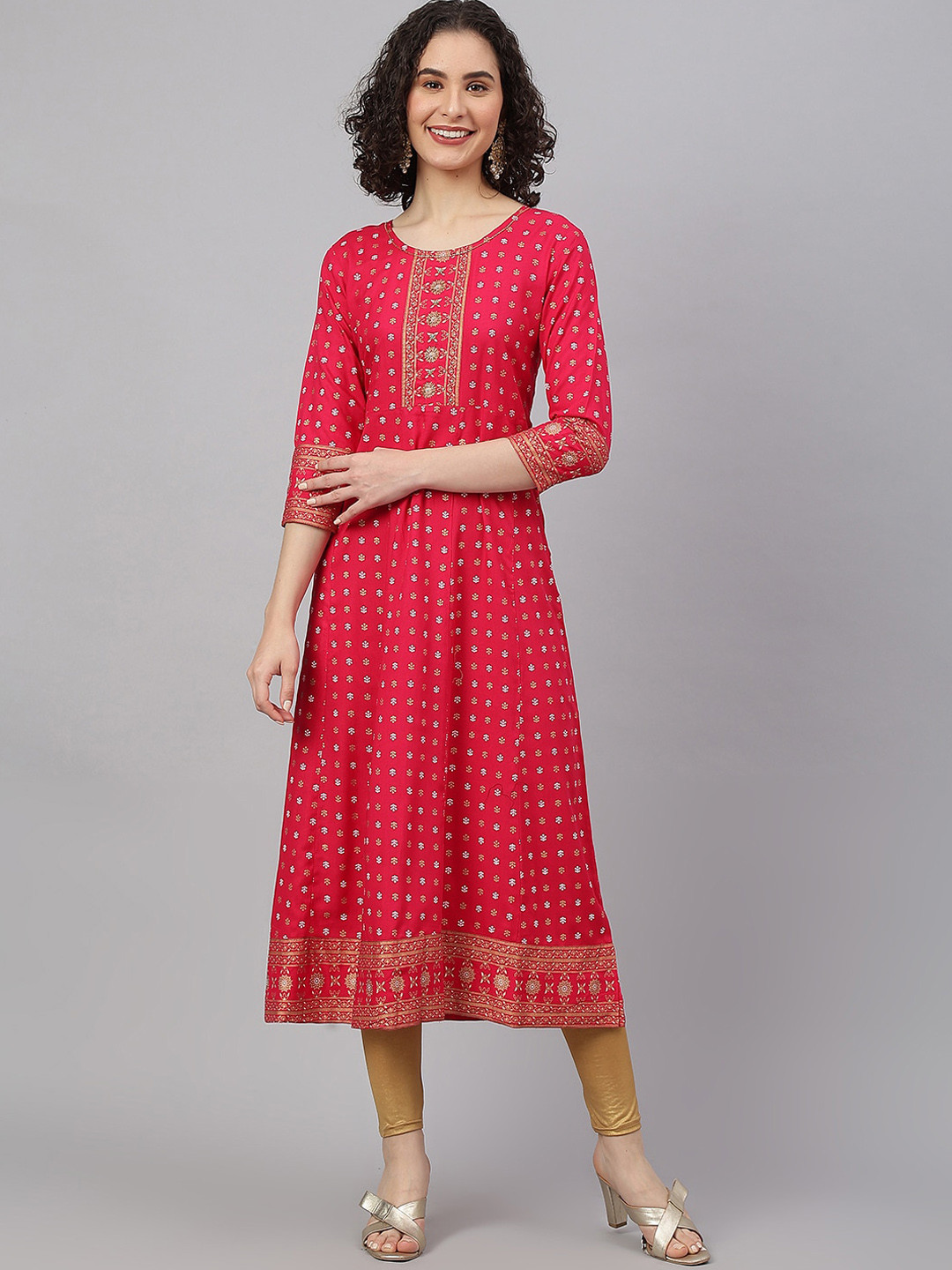 

SAABHI Ethnic Motifs Printed Anarkali Kurta, Pink