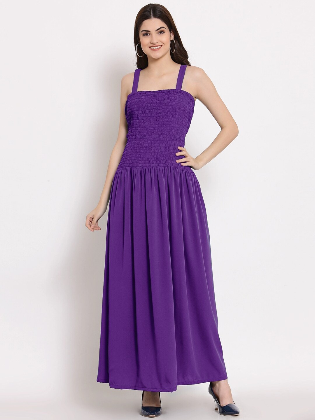 

PATRORNA Shoulder Straps Maxi Cotton Dress, Purple