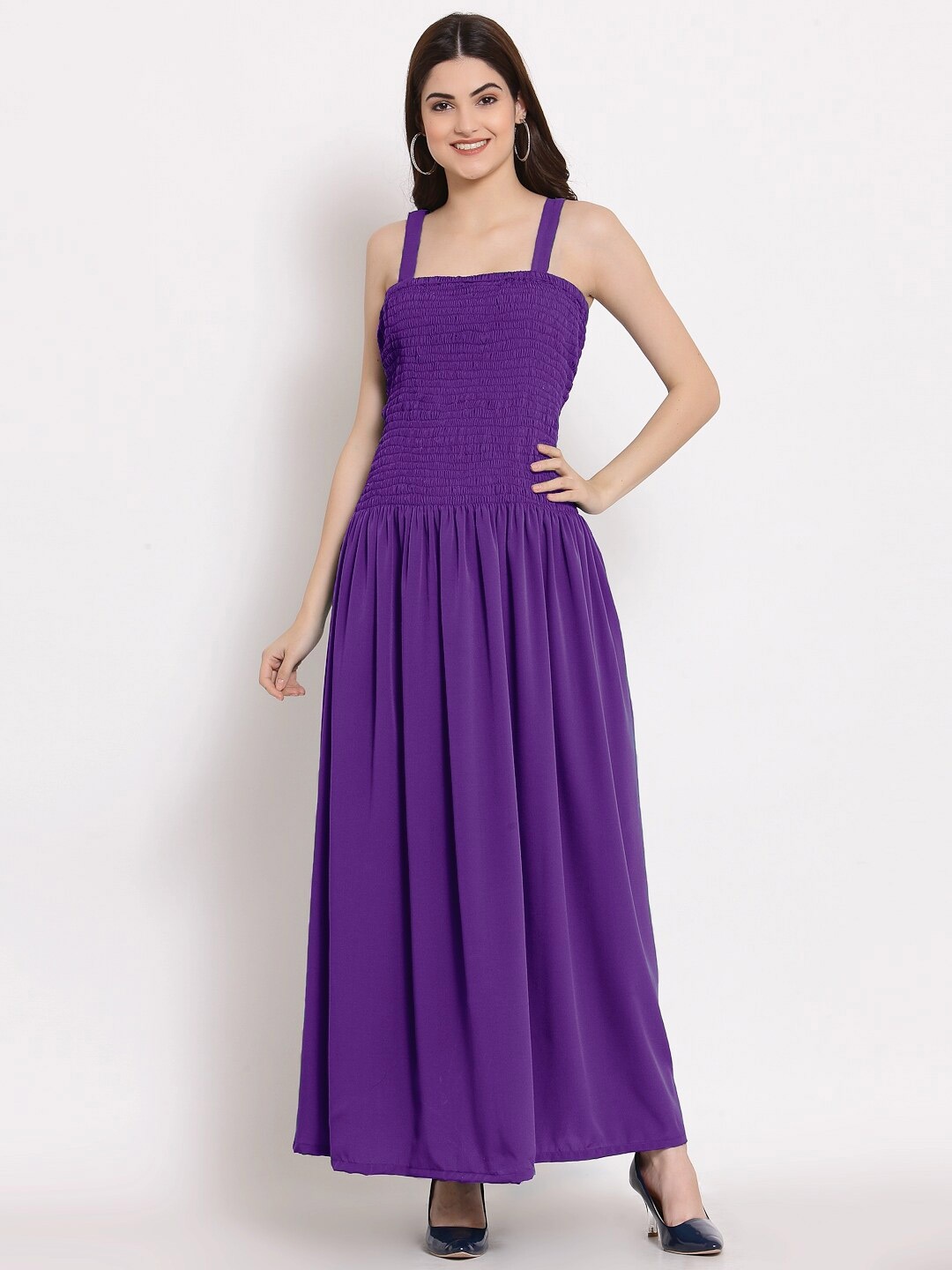 

PATRORNA Maxi Smocked Cotton Dress, Purple