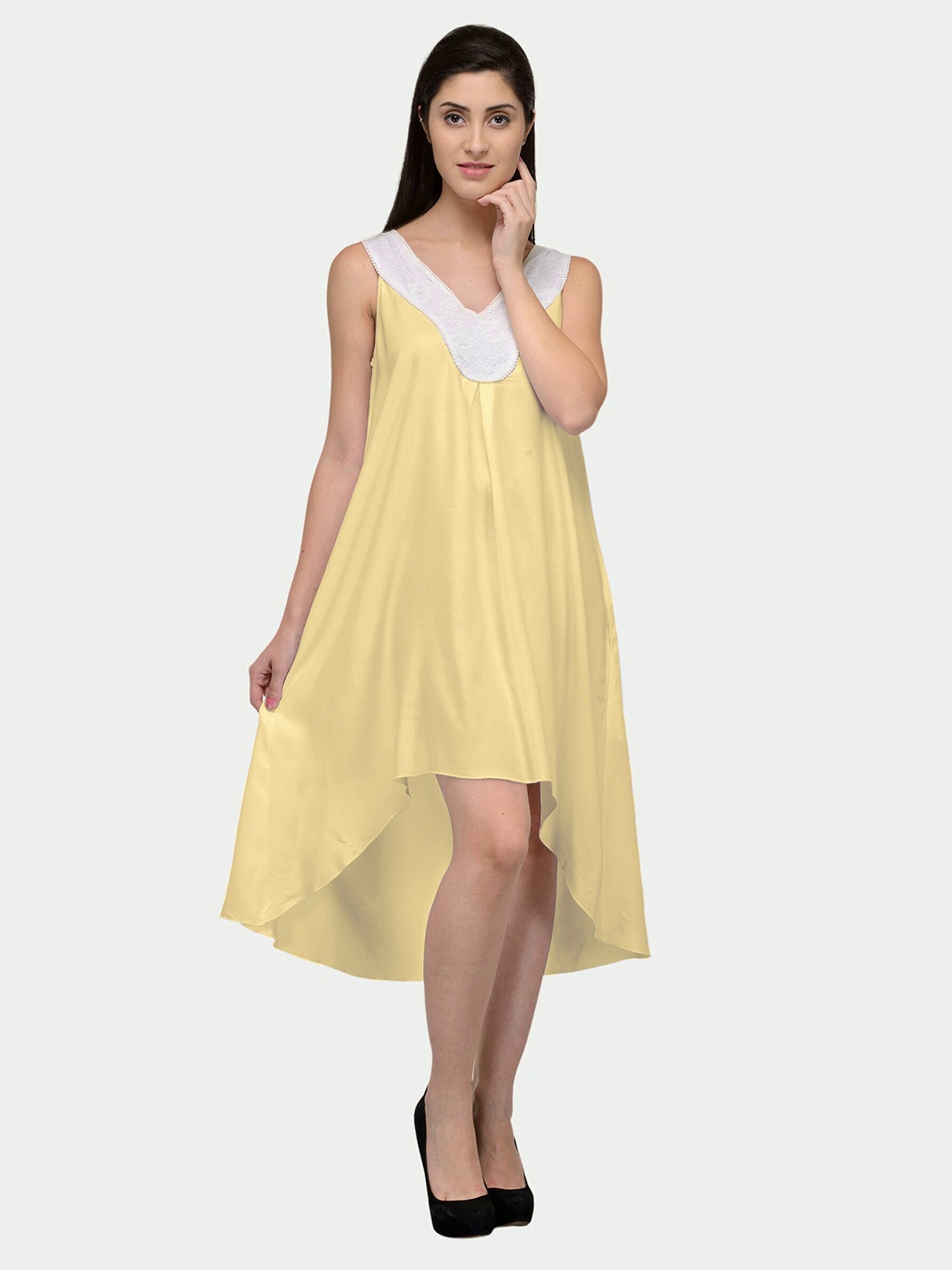 

PATRORNA Sleeveless A-Line Cotton Dress, White