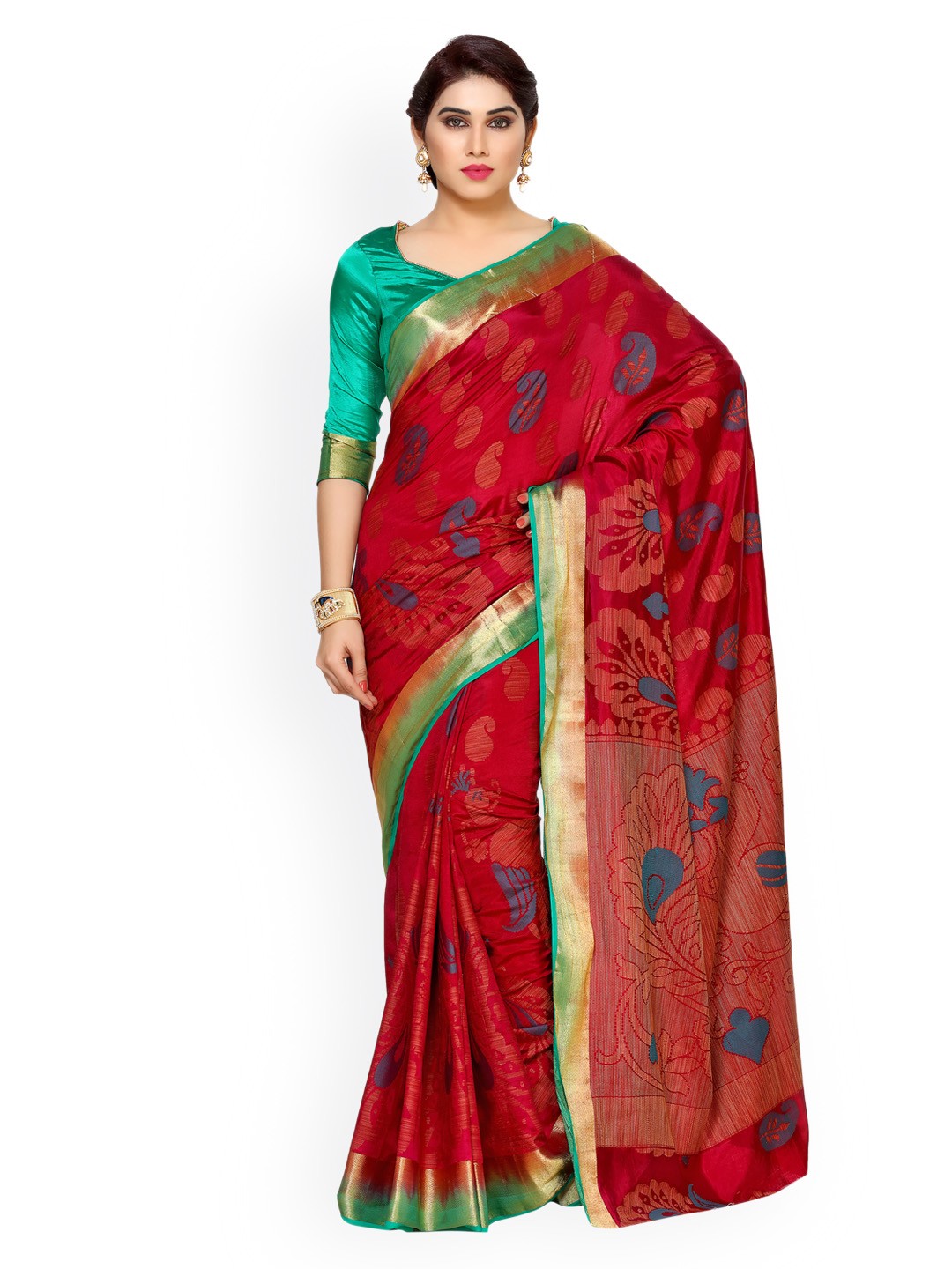 

MIMOSA by Kupinda Red Art Silk Woven Design Kanjeevaram Saree