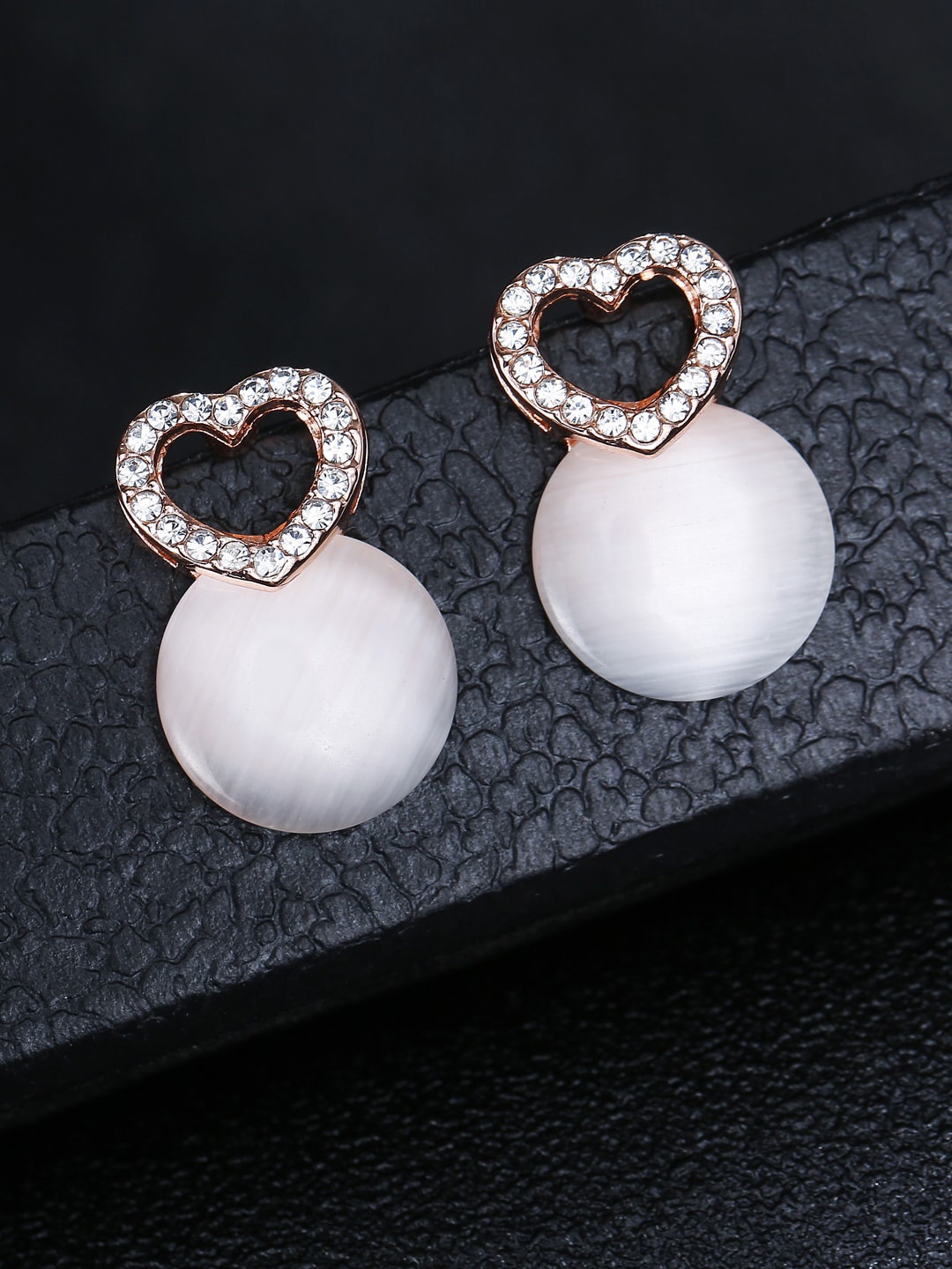 

Designs By Jewels Galaxy Heart Shaped Studs Earrings, Cream