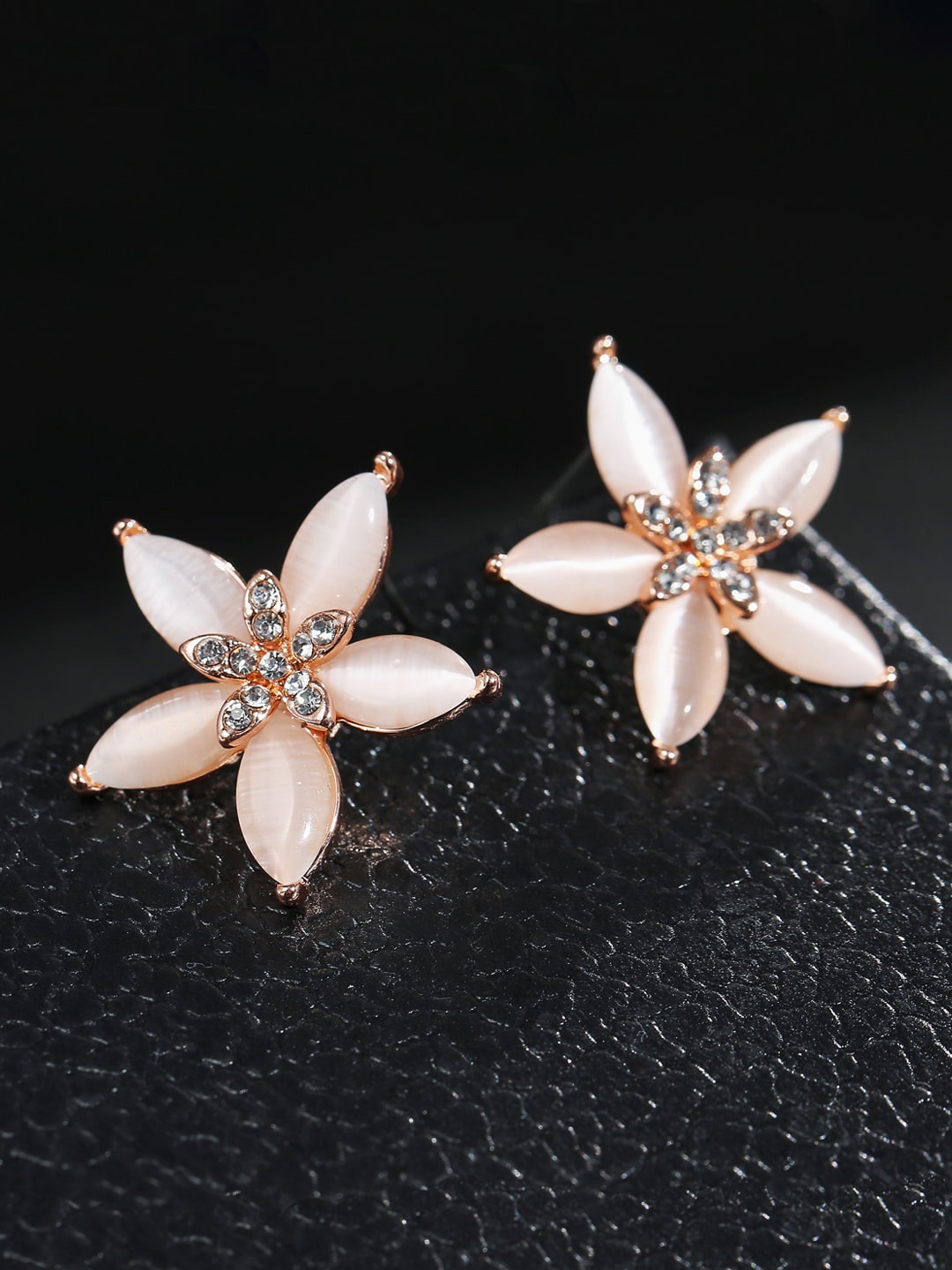 

Designs By Jewels Galaxy Rose Gold-Plated Floral Studs Earrings, Pink