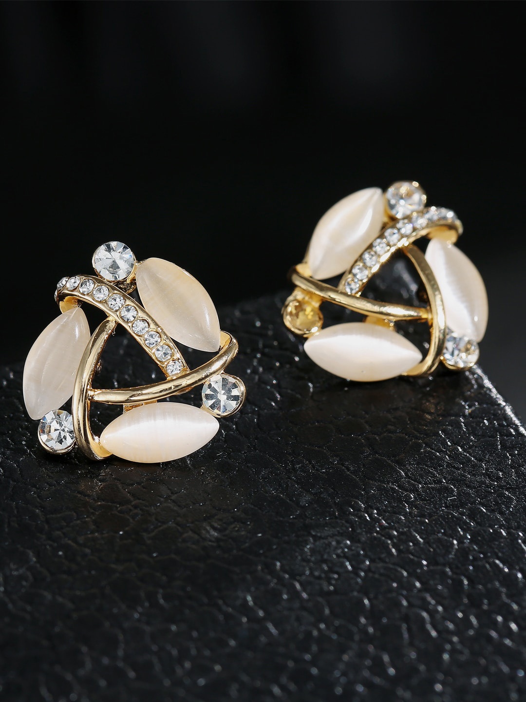 

Designs By Jewels Galaxy Gold-Plated Geometric Studs Earrings, Off white