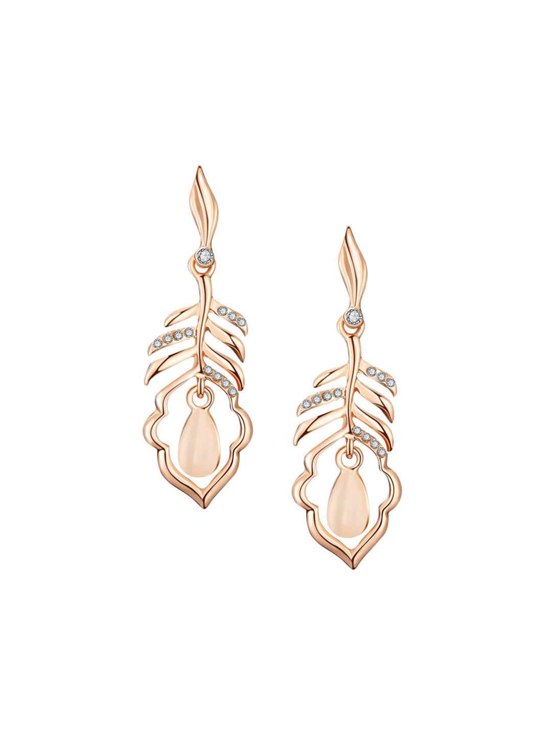 

Jewels Galaxy Rose Gold-Plated Contemporary Drop Earrings, Peach