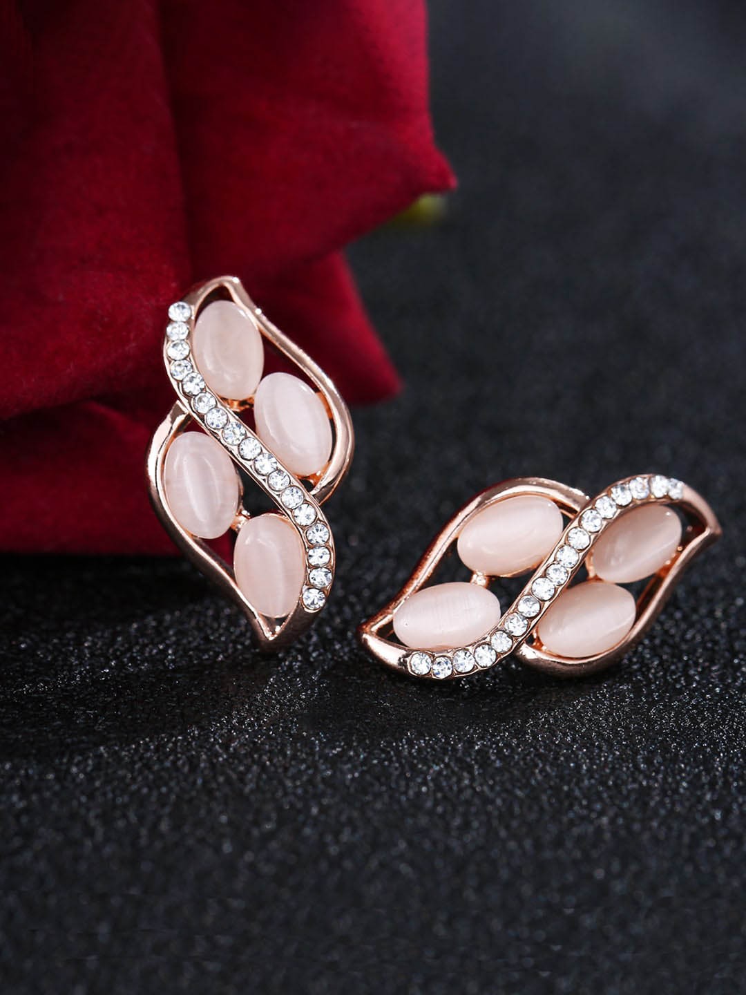 

Jewels Galaxy Rose Gold-Plated Contemporary Studs Earrings, Pink