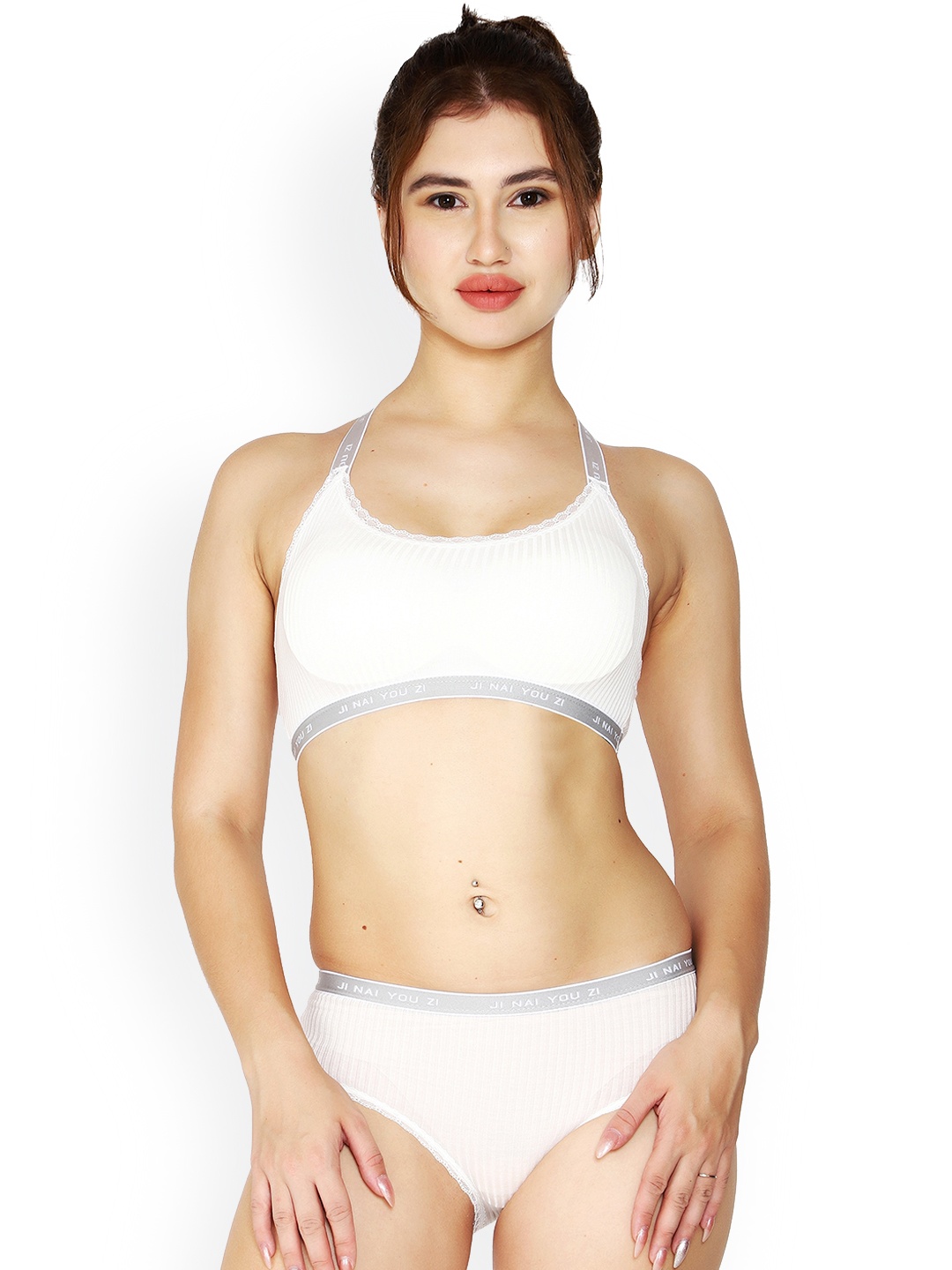 

BRACHY Padded Multi Way Straps Lingerie Set, White