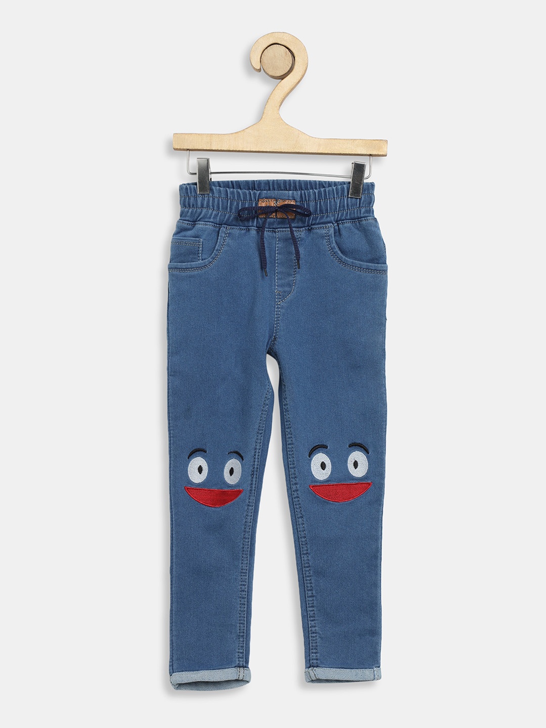 

F2M Girls Slim Fit High-Rise Embroidered Jeans, Blue
