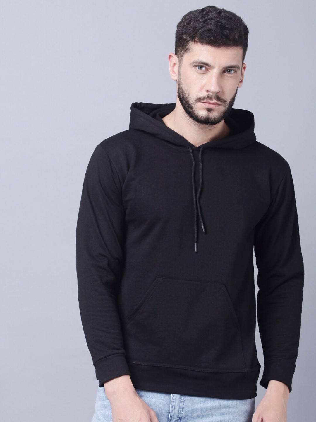 

THE EG STORE Men Black Hooded Sweatshirt
