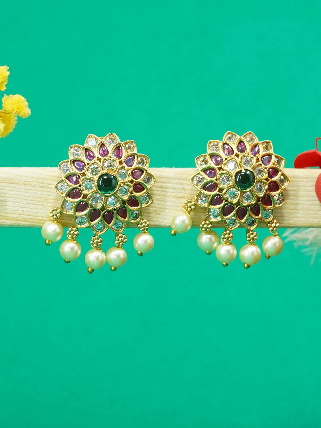 

GRIIHAM Gold-Plated Contemporary Drop Earrings, White