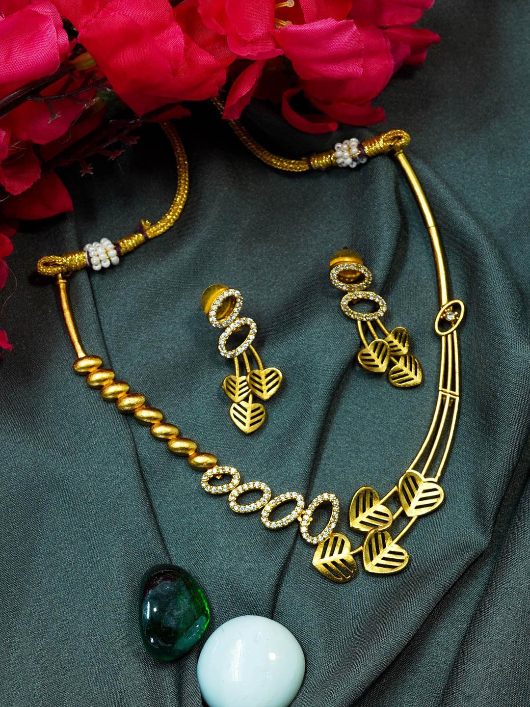 

GRIIHAM Gold-Plated American Diamond detailing Jewellery Set, White