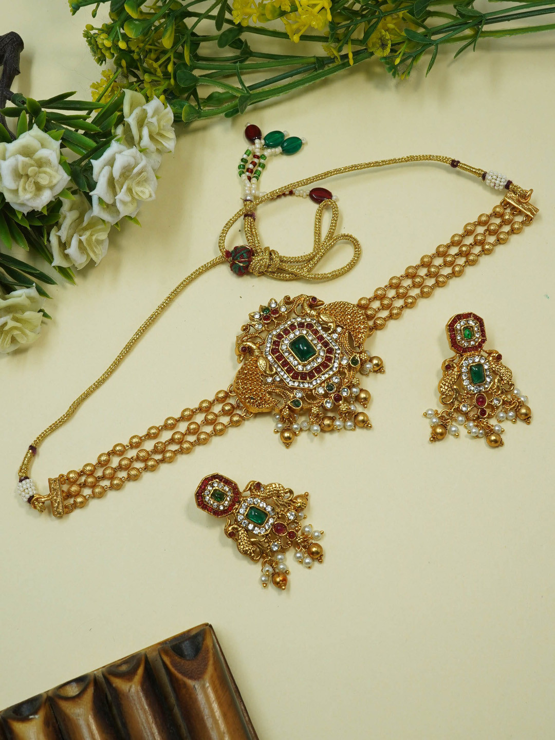 

GRIIHAM Gold-Plated AD-Studded Jewellery Set