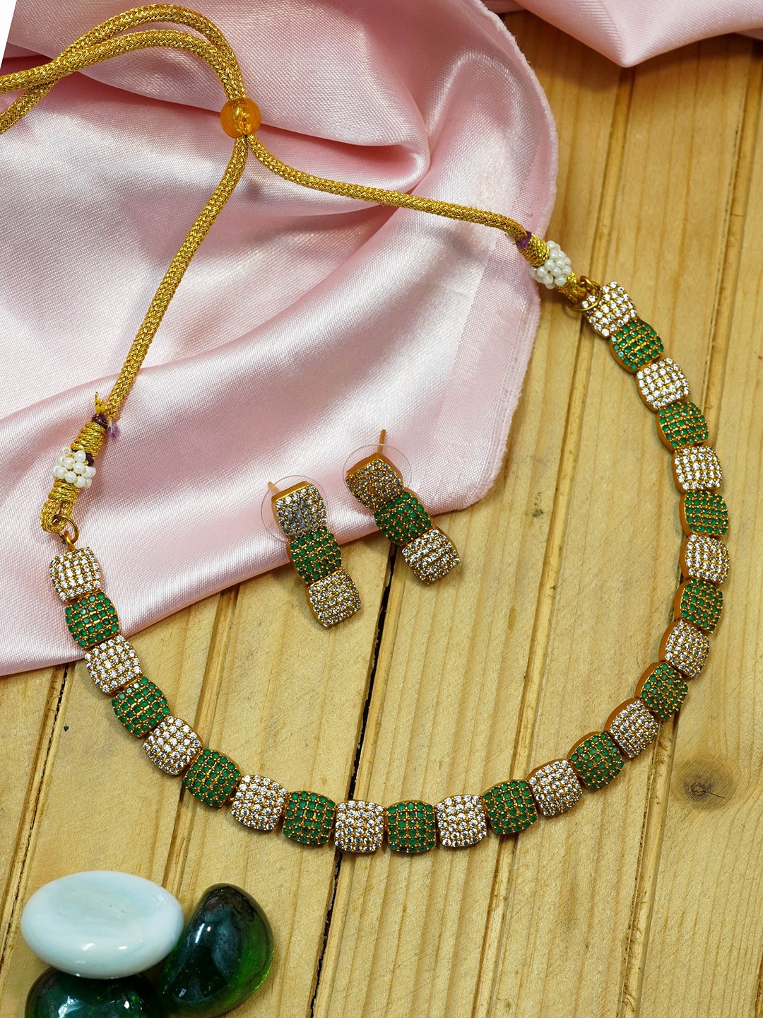 

GRIIHAM Sayara Collection Gold-Plated & CZ Studded Jewellery Set