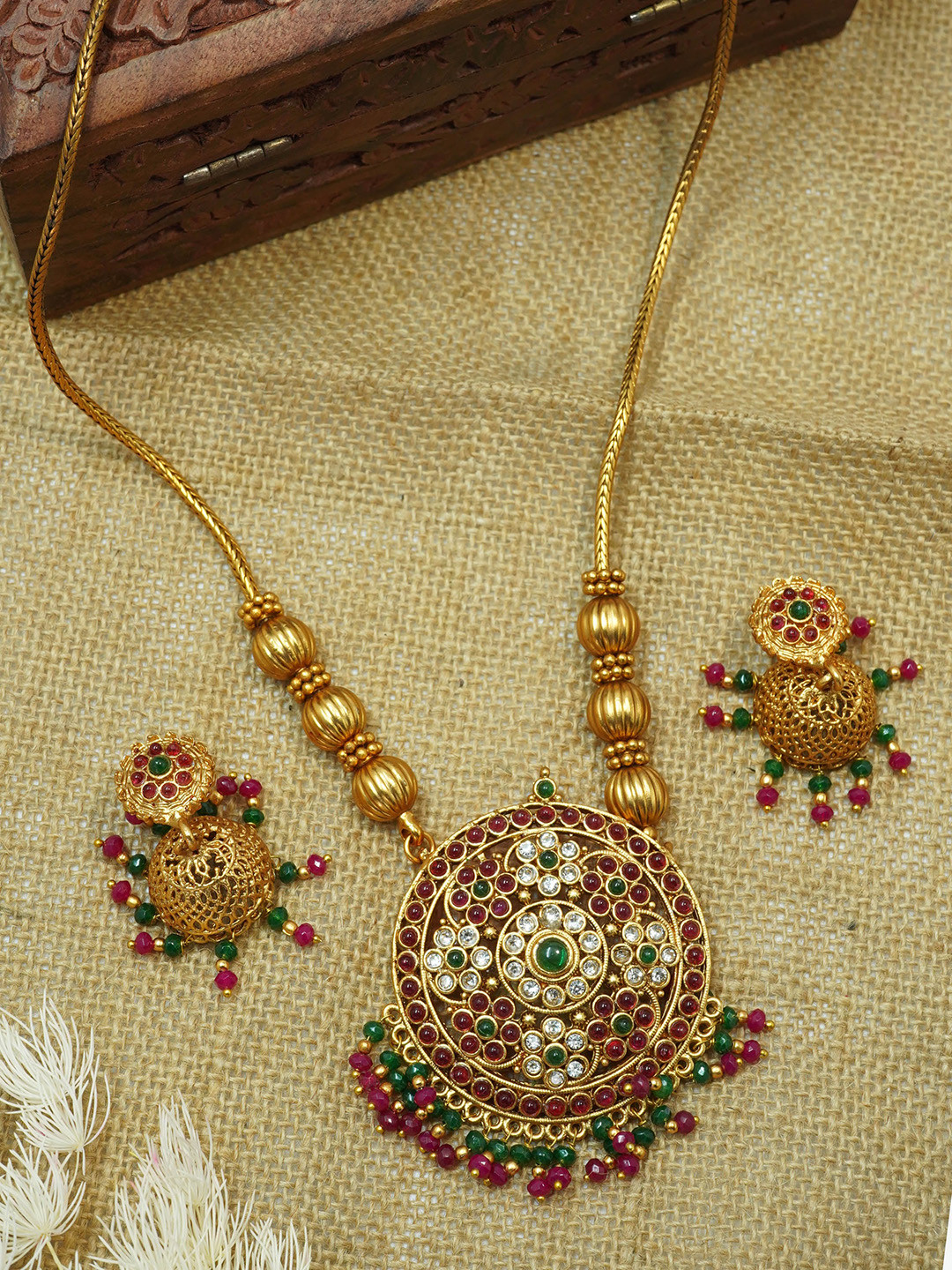

GRIIHAM Gold-Plated CZ-Studded Jewellery Set