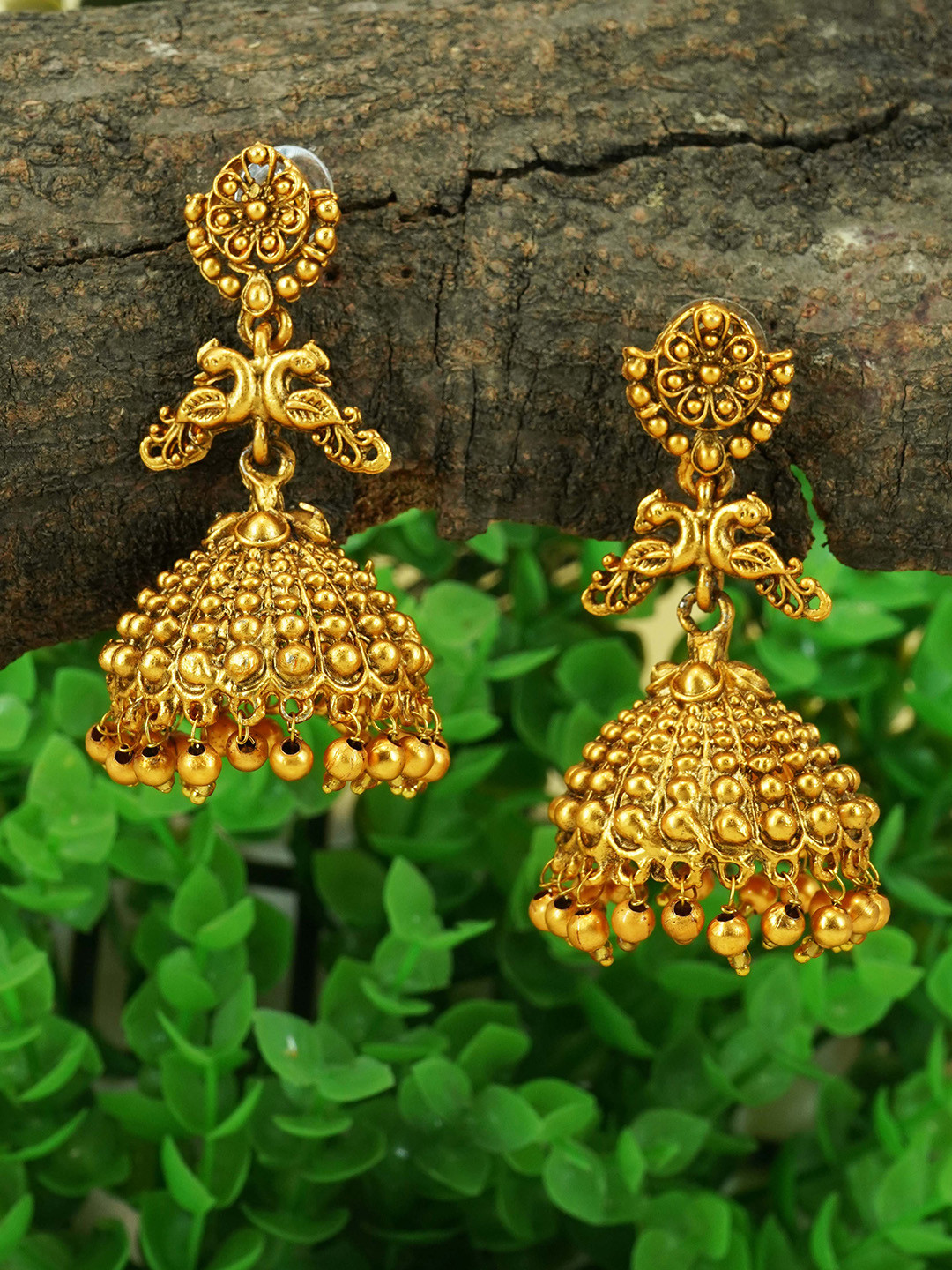 

GRIIHAM Gold-Plated Contemporary Jhumkas Earrings