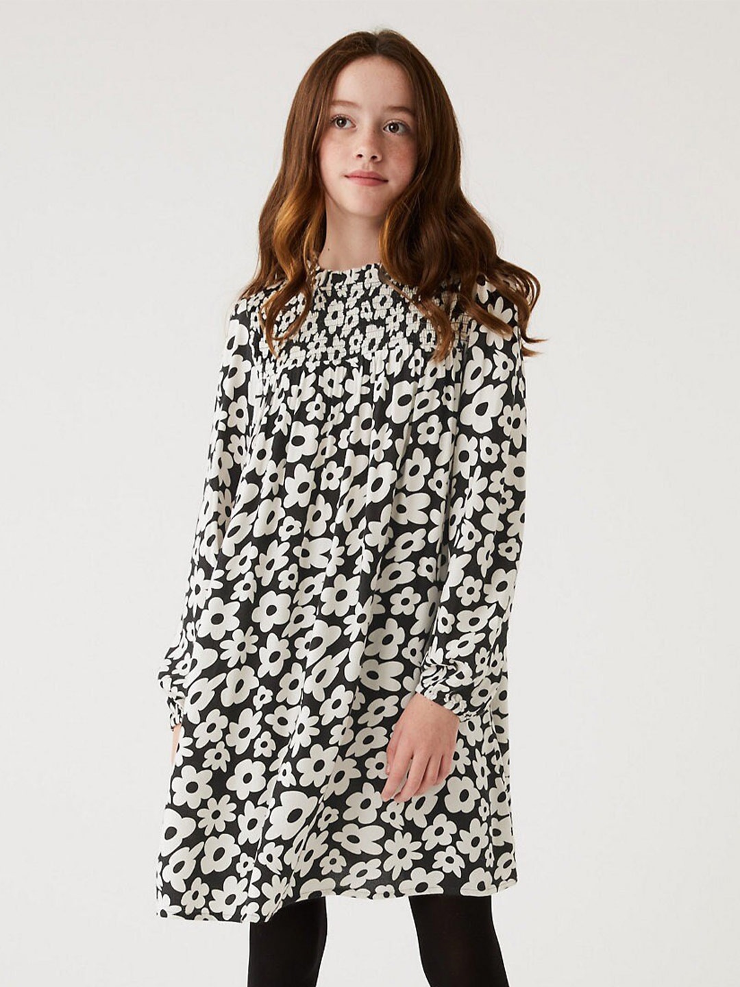 

Marks & Spencer Floral Smocked Dress, Black