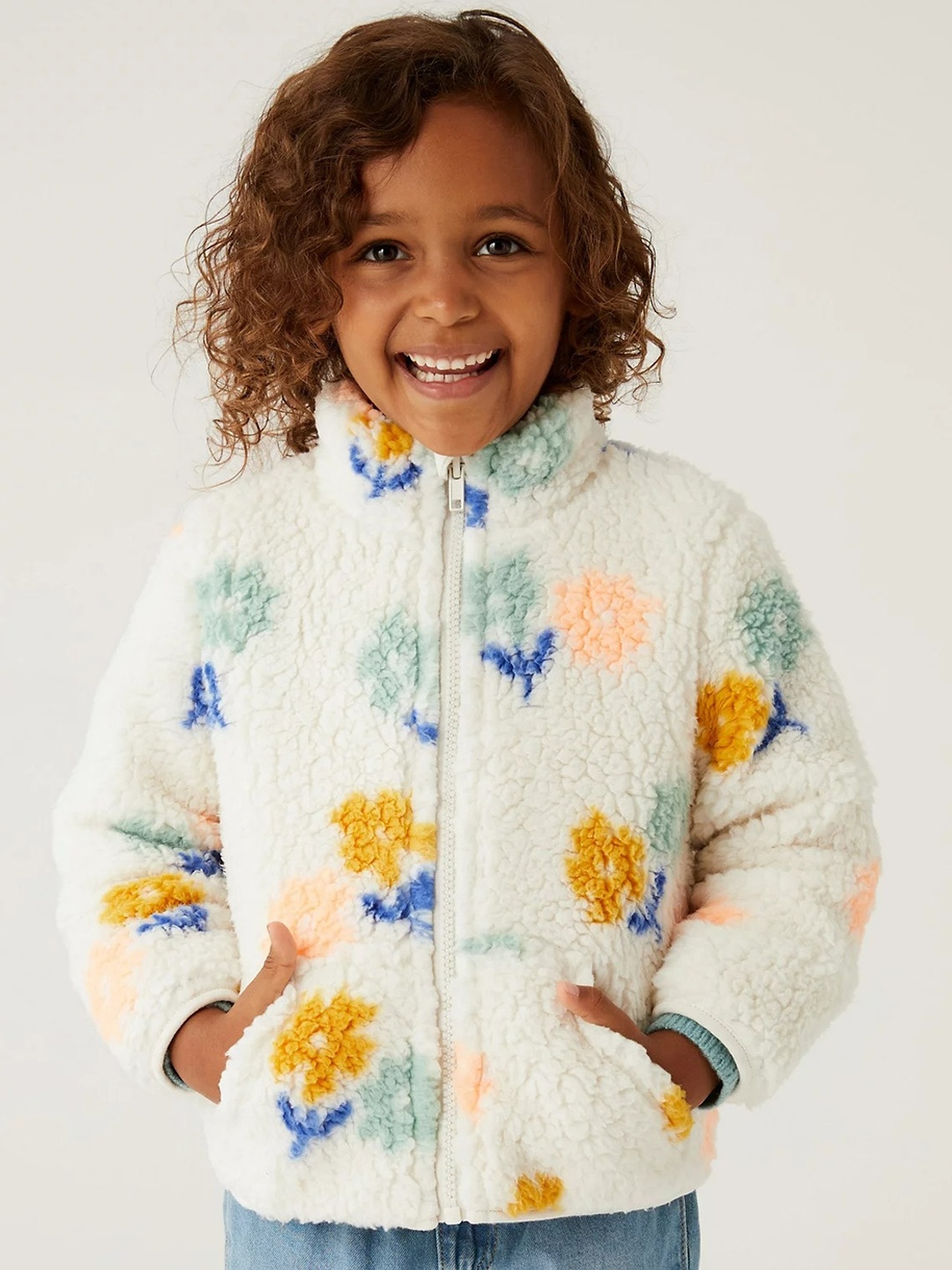 

Marks & Spencer Girls Floral Lightweight Bomber Jacket, Cream