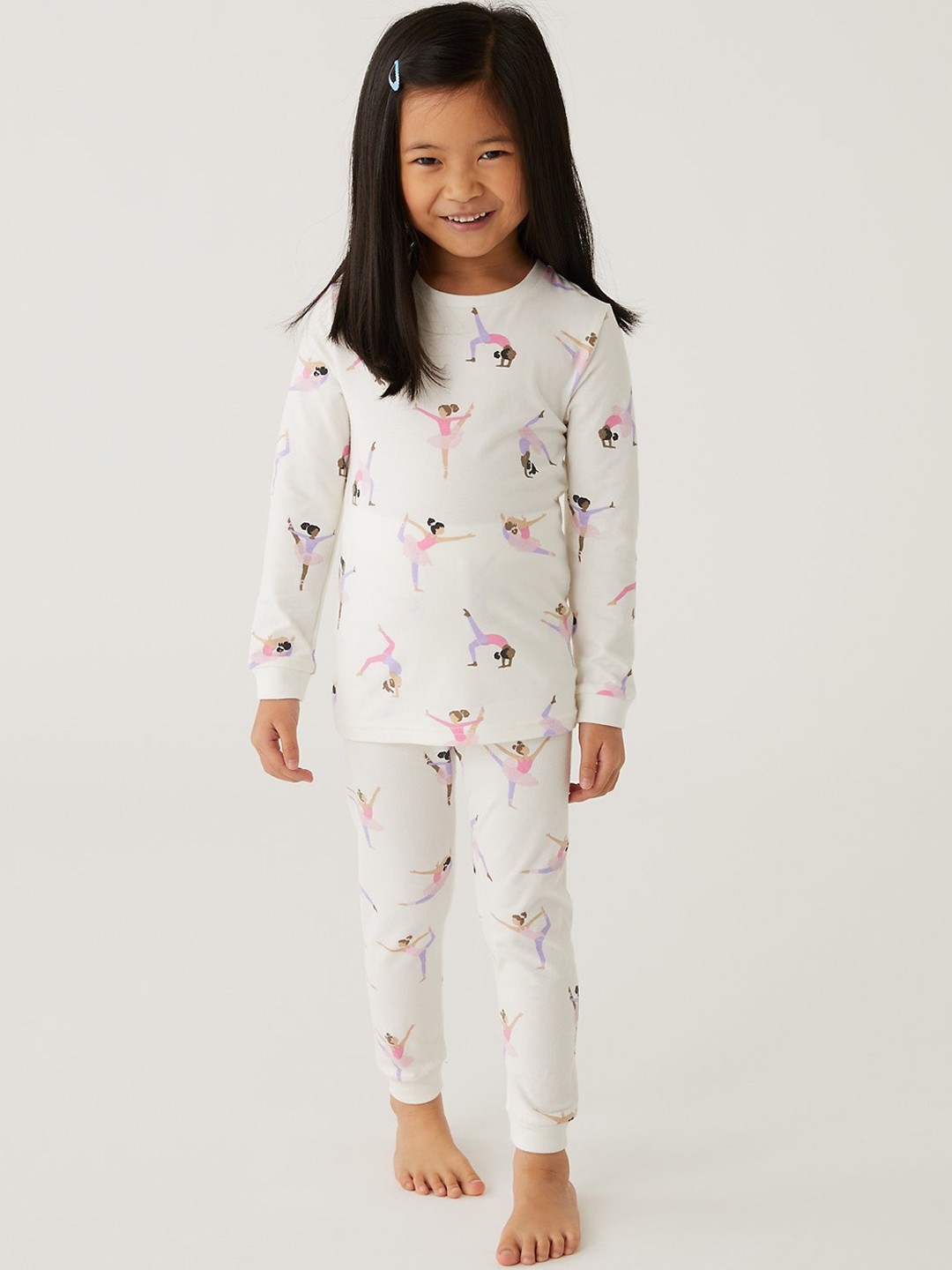 

Marks & Spencer Girls Printed Night suit, White