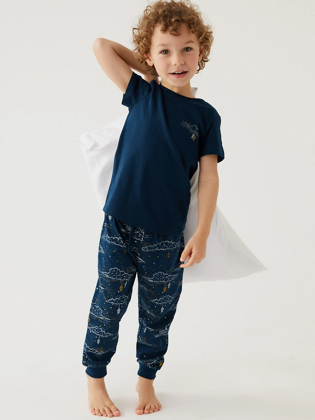 

Marks & Spencer Boys Pure Cotton Night suit, Navy blue