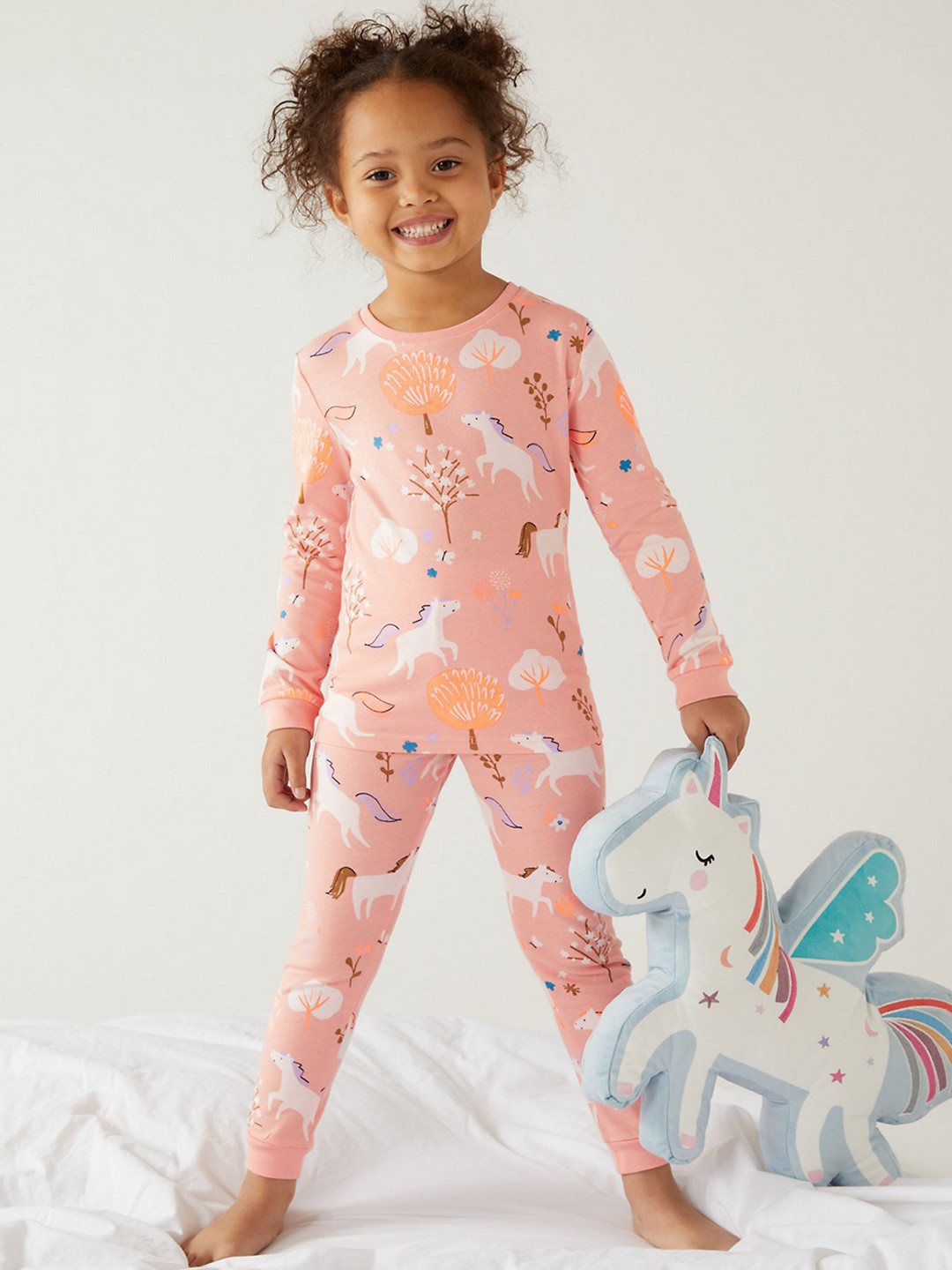 

Marks & Spencer Girls Printed Night suit, Coral