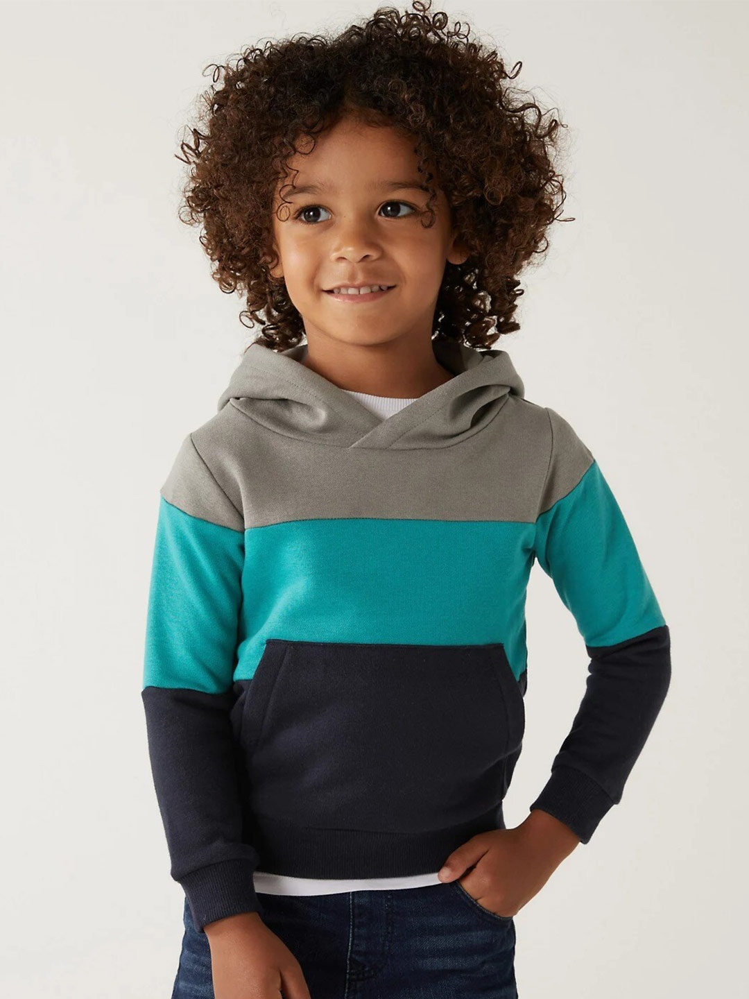 

Marks & Spencer Boys Colourblocked Hooded Sweatshirt, Multi