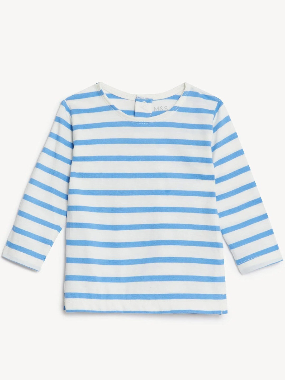 

Marks & Spencer Boys Striped Henley Neck T-shirt, Blue